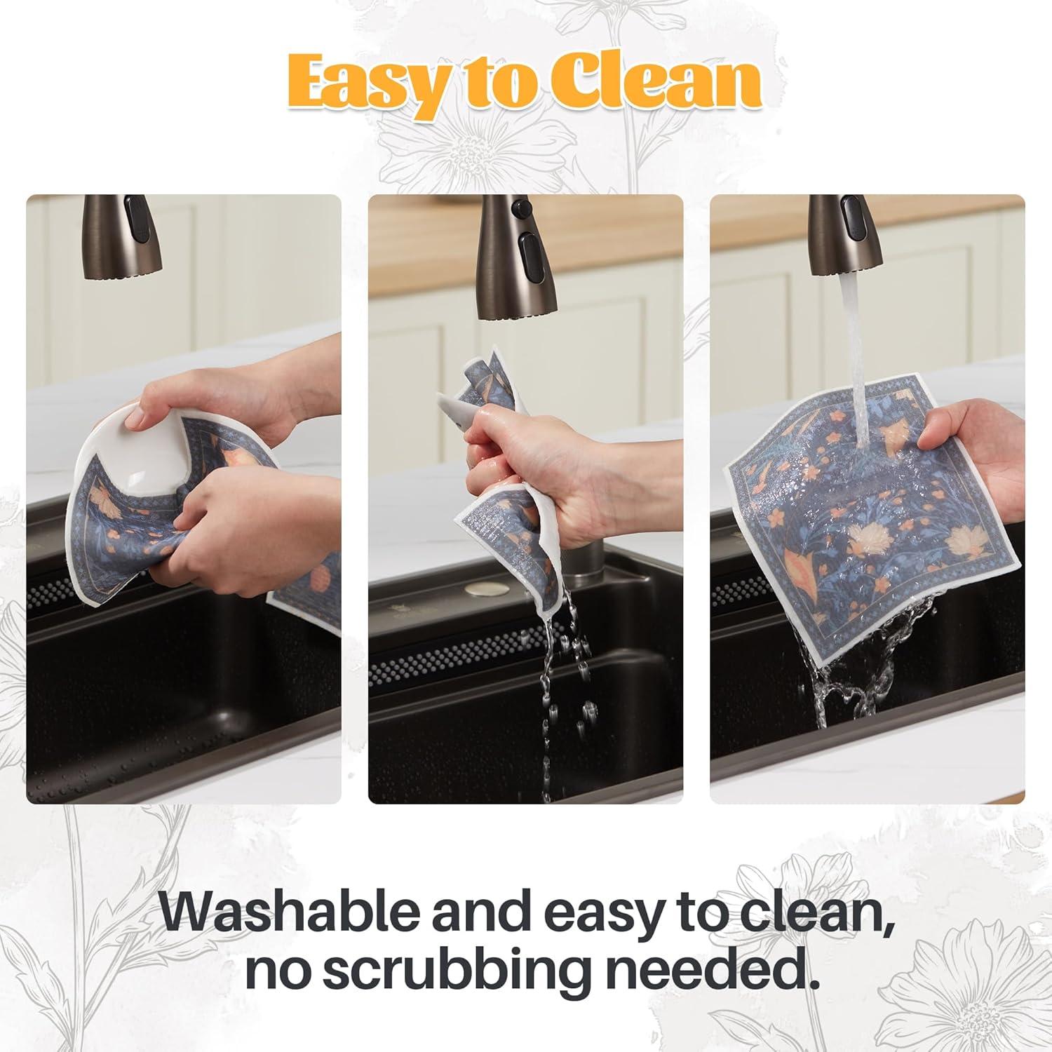 Paquete de 12 Paños de Limpieza JOYMOOP Floral 17x20 cm