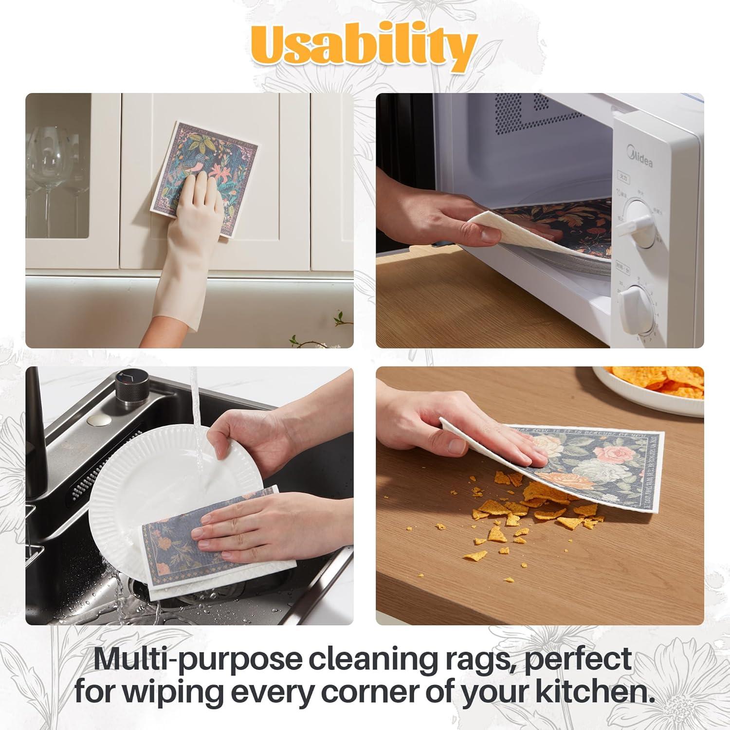 Paquete de 12 Paños de Limpieza JOYMOOP Floral 17x20 cm