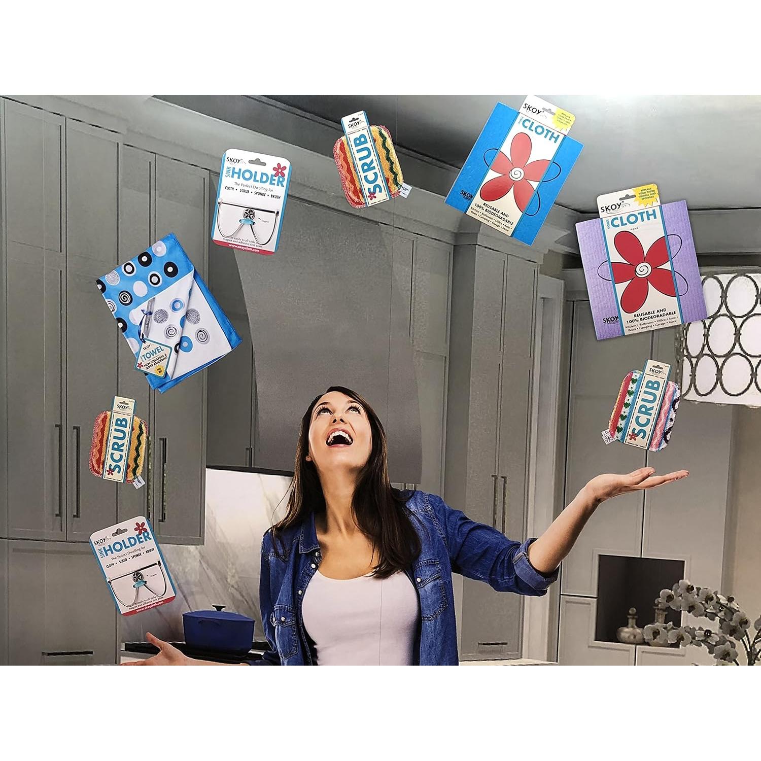 Paquete de 4 paños de cocina Skoy reutilizables y biodegradables