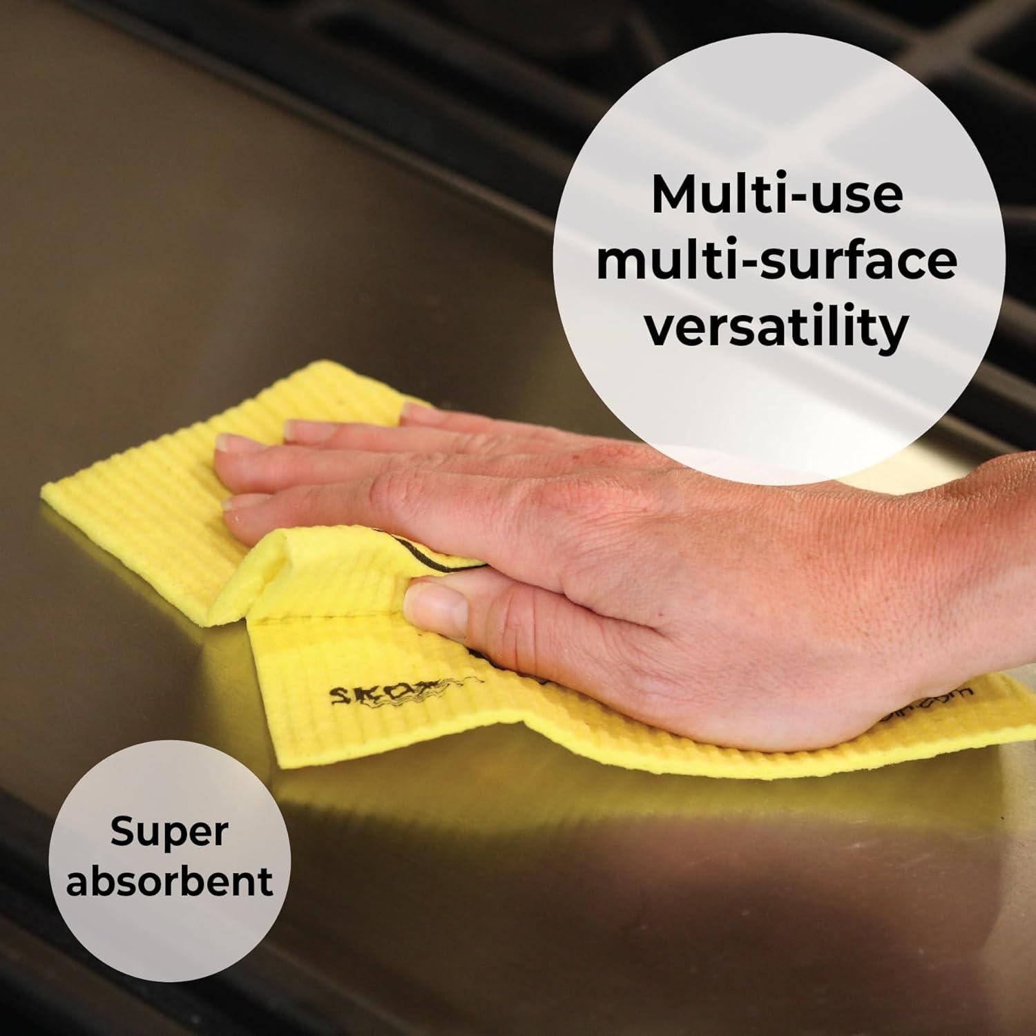 Paquete de 4 paños de cocina Skoy reutilizables y biodegradables