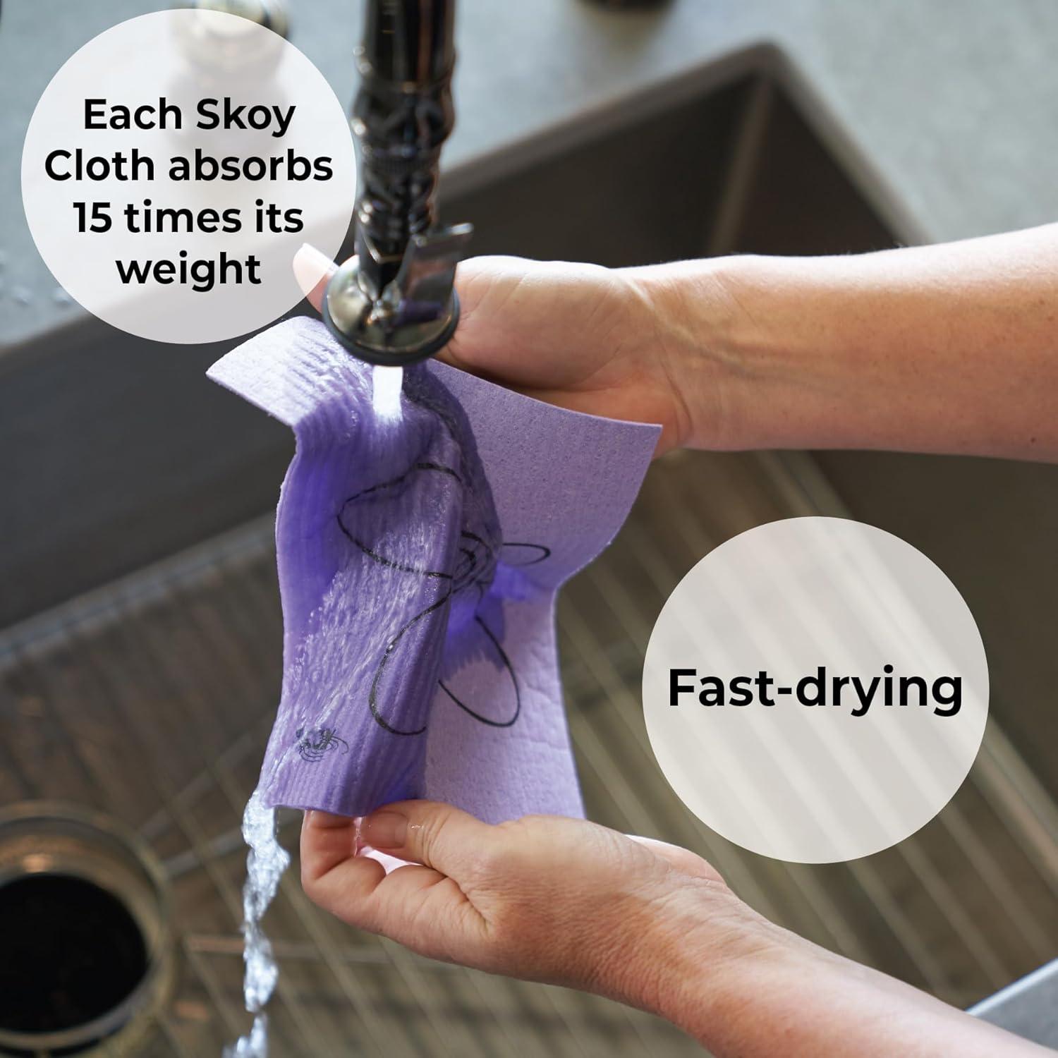 Paquete de 4 paños de cocina Skoy reutilizables y biodegradables