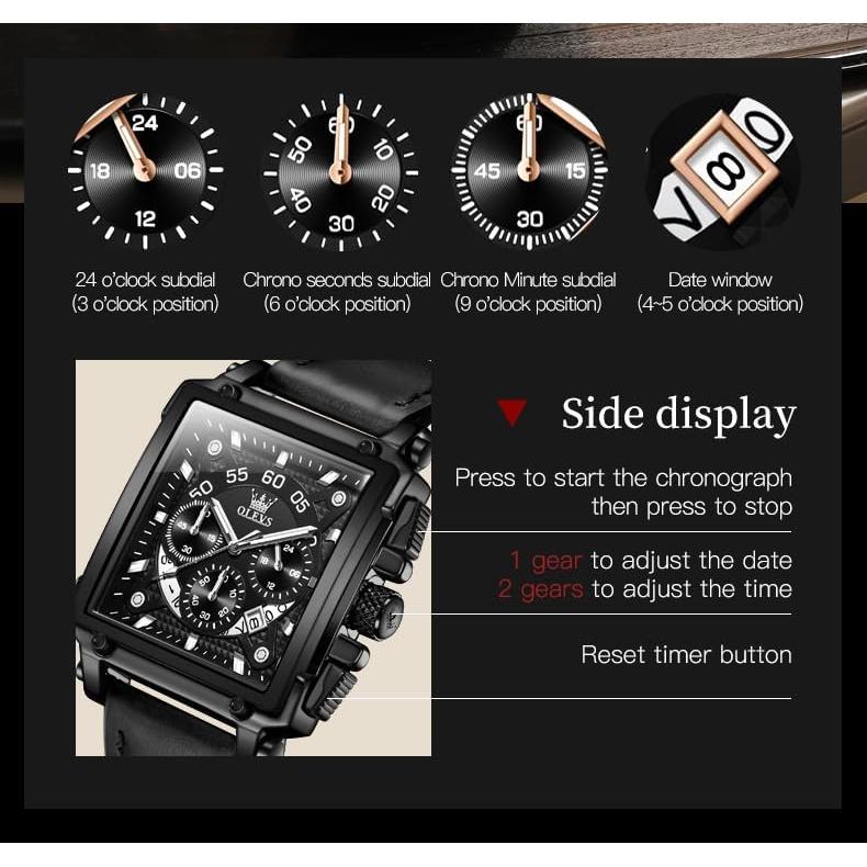 Reloj OLEVS Cronógrafo Hombre Acero Inoxidable Negro