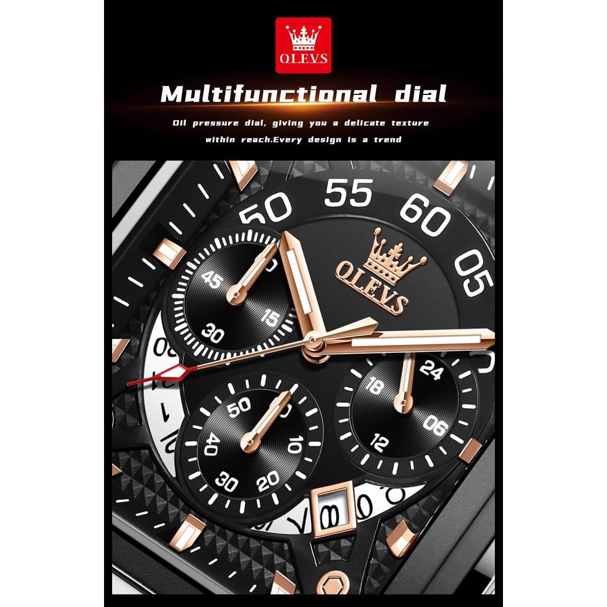 Reloj OLEVS Cronógrafo Hombre Acero Inoxidable Negro