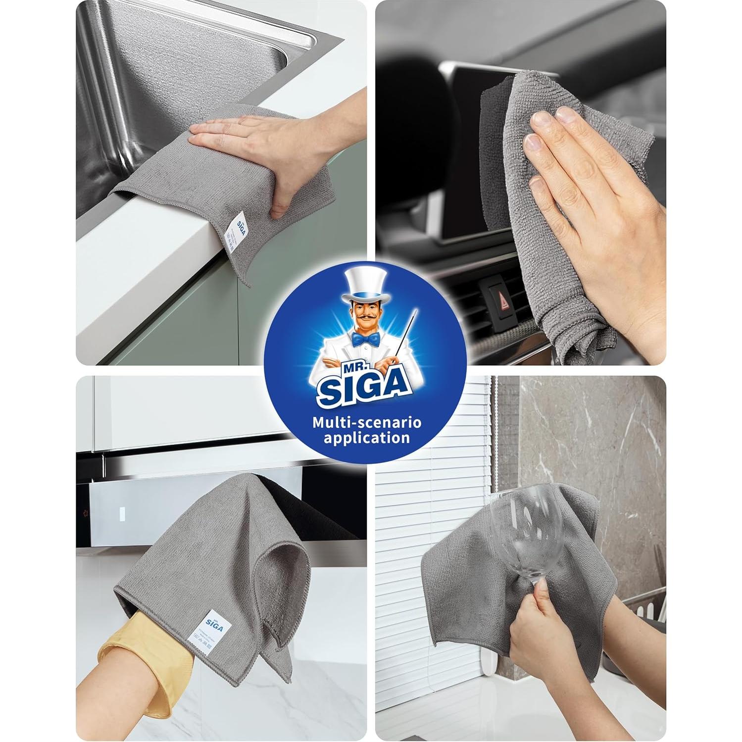 Paño de Microfibra MR.SIGA 30x30 cm 15 Unidades Gris