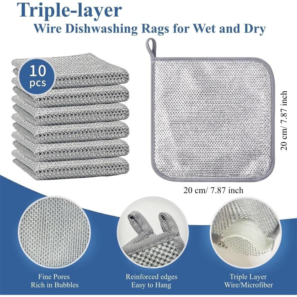 Paquete de 10 paños de cocina PXIRQ 20x20 cm reutilizables