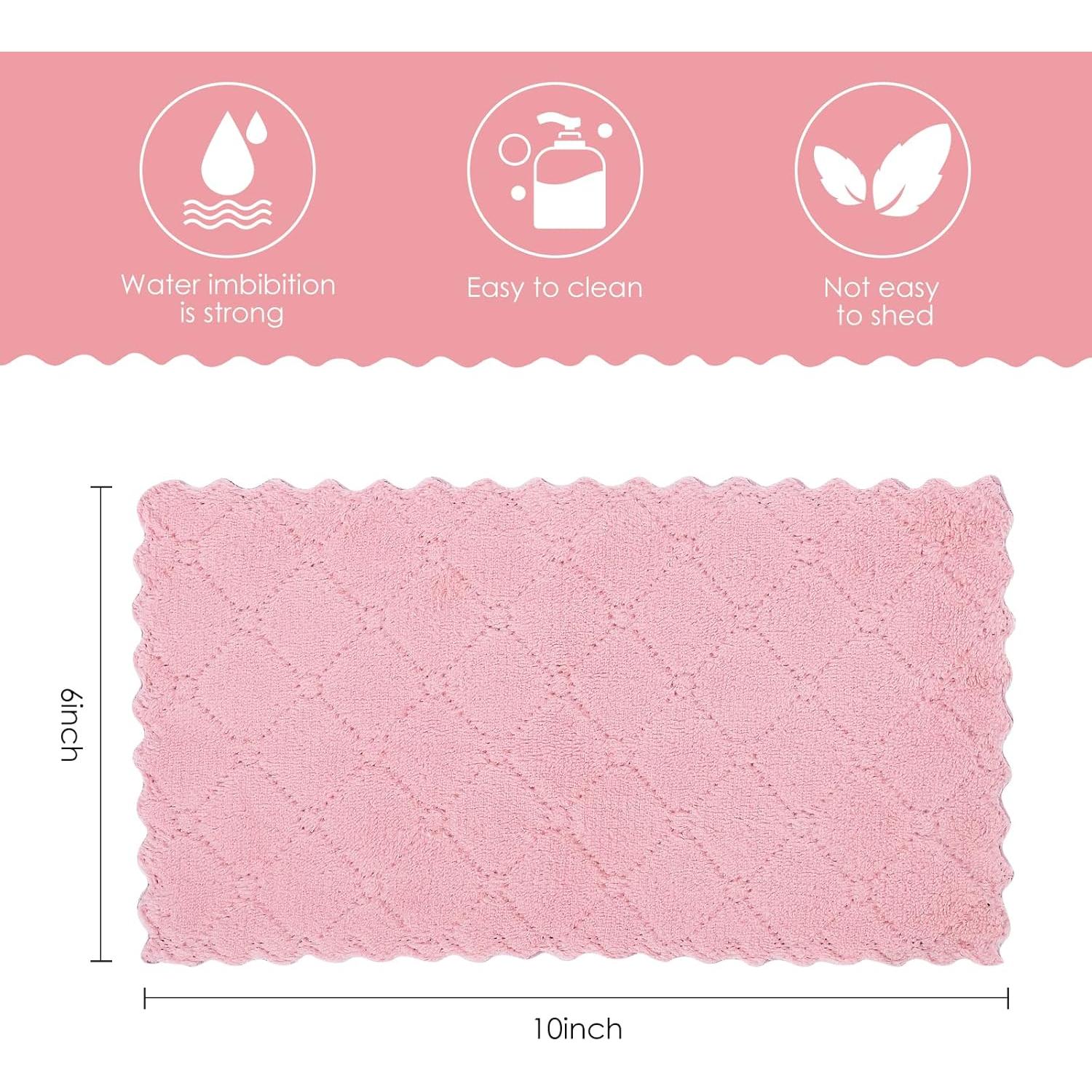 11 Paños de Cocina Rachan Rosa-Verde 10x15 cm Ultra Absorbentes
