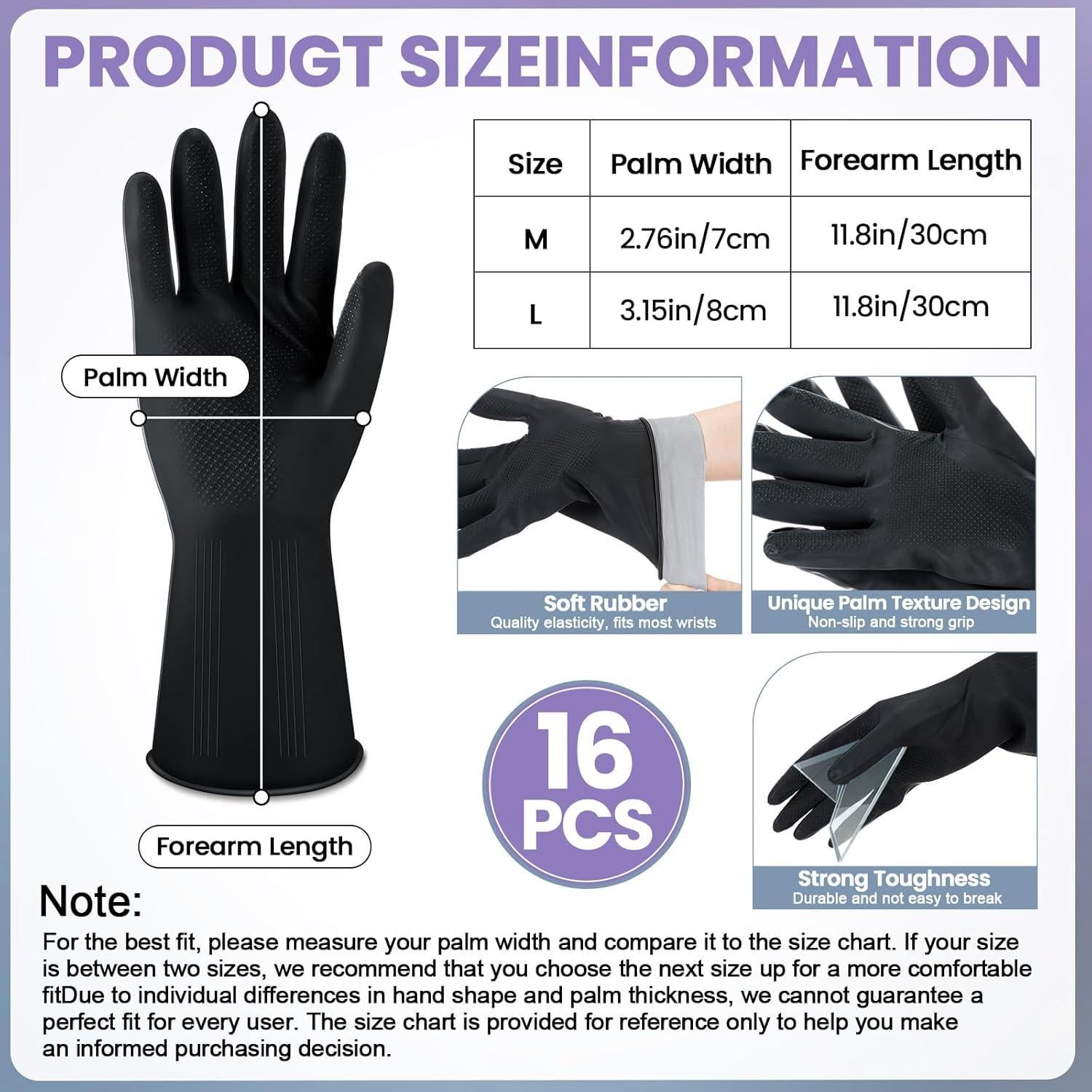 Hushee Guantes de Cocina de Goma Reutilizables 24 Pcs