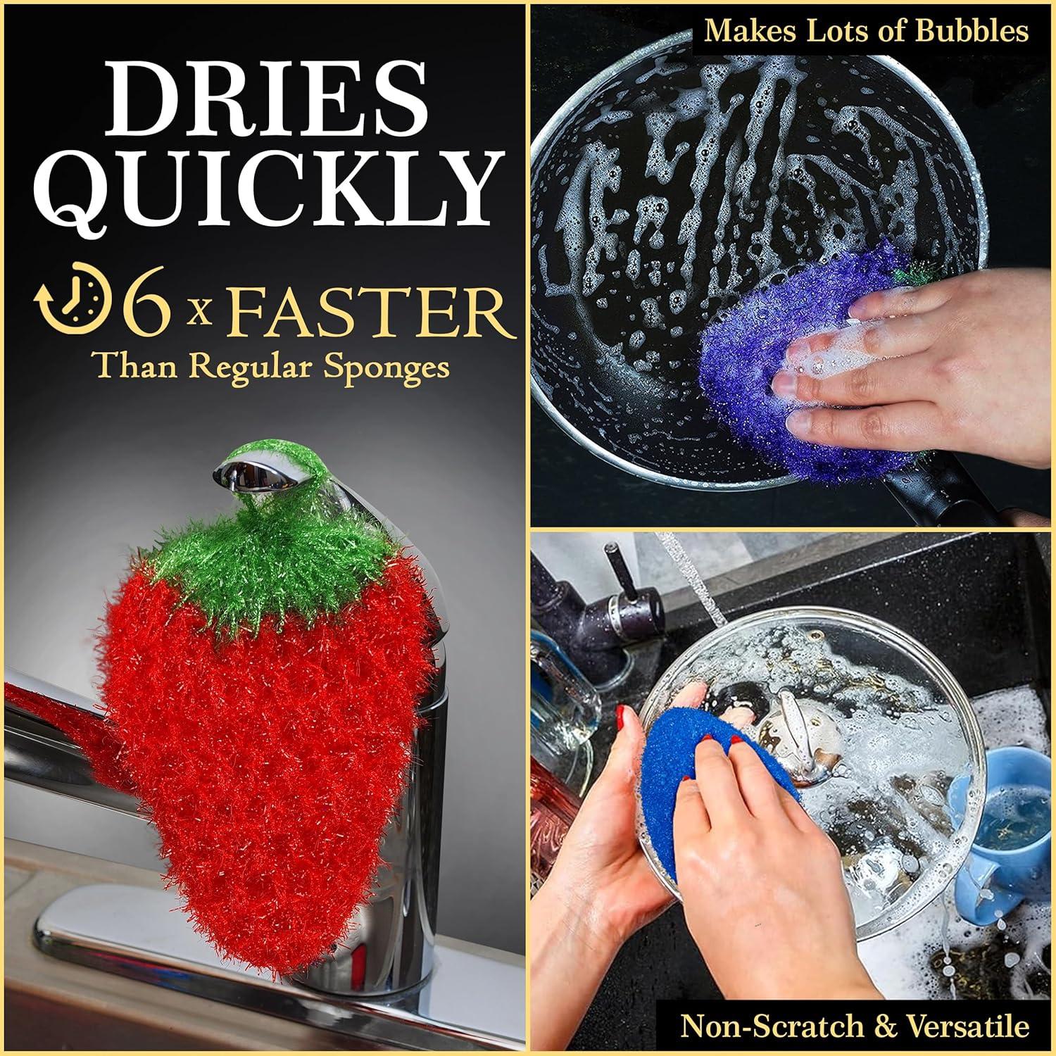 Esponjas de Cocina Reutilizables Dish Scrubbie 3PK Fruta