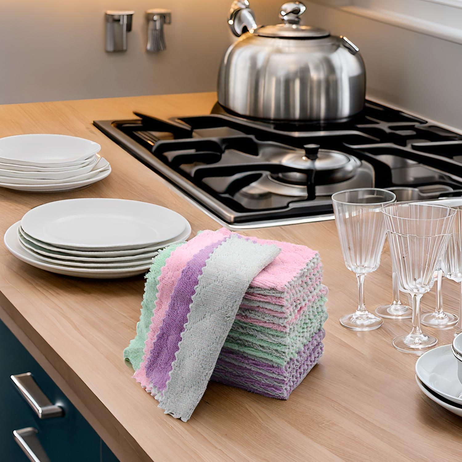 24 Paños de Cocina Microfibra NEOWEMING 15x25 cm Color Mezclado