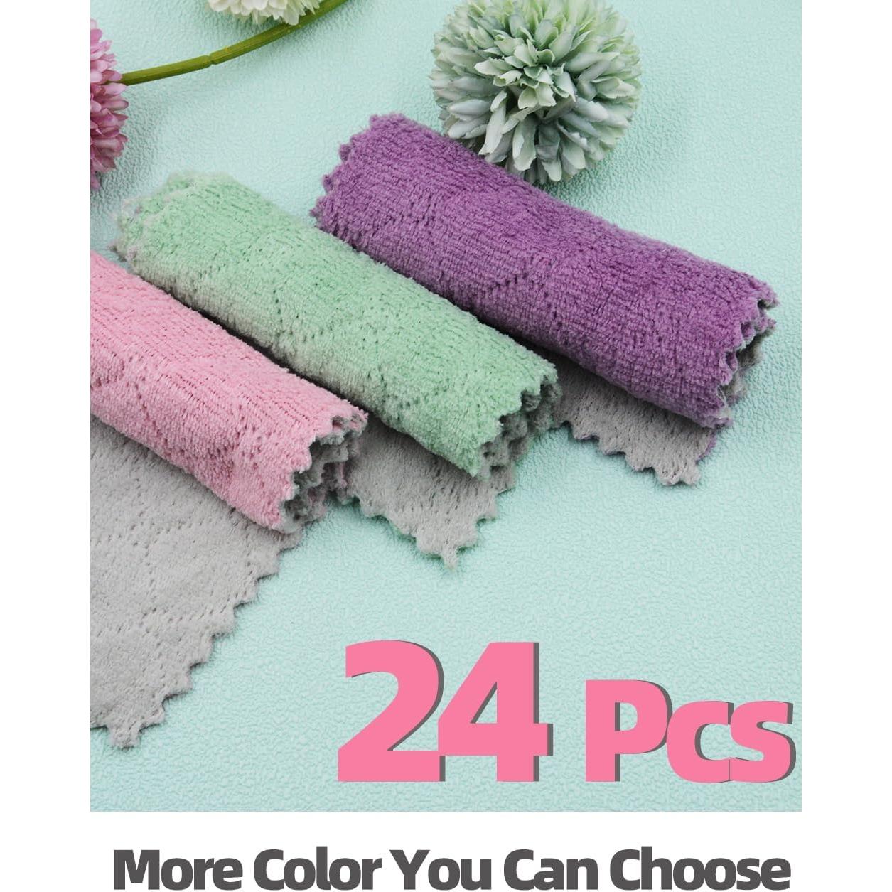 24 Paños de Cocina Microfibra NEOWEMING 15x25 cm Color Mezclado