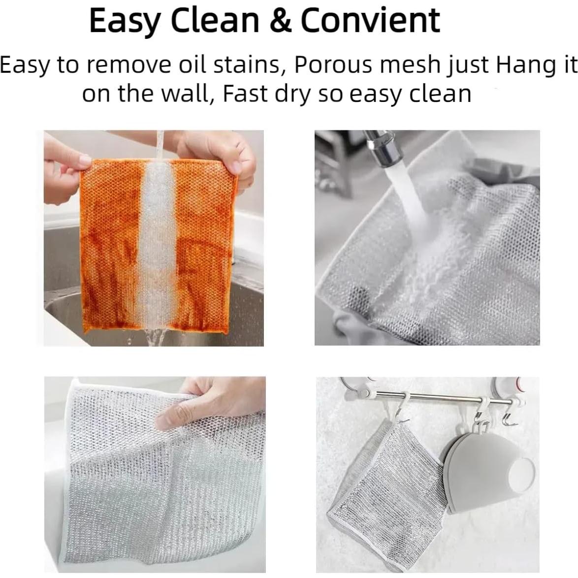 Paños de limpieza de alambre Neogor 10PCS 20x20cm plata