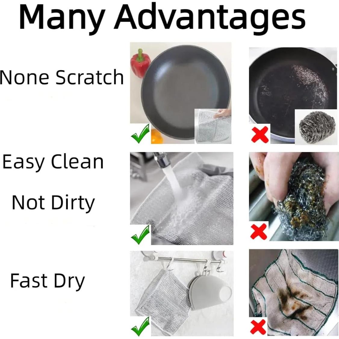 Paños de limpieza de alambre Neogor 10PCS 20x20cm plata