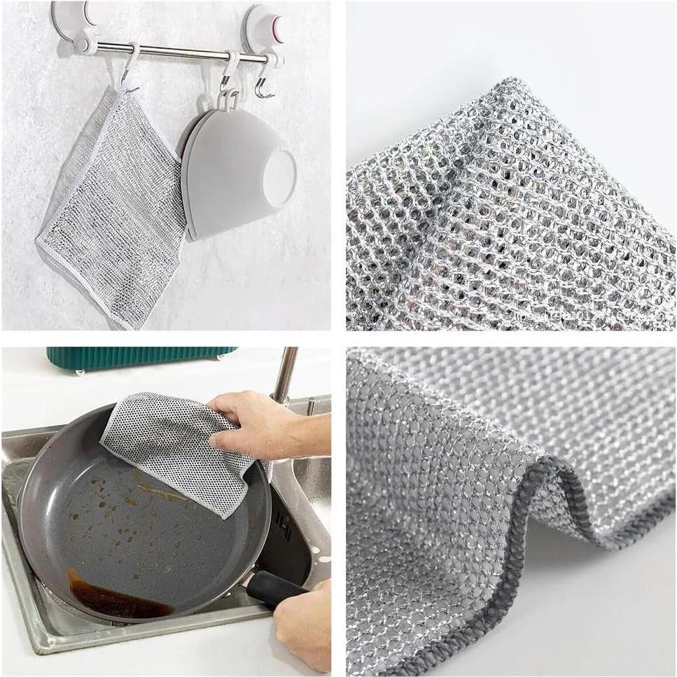 Paños de limpieza de alambre Neogor 10PCS 20x20cm plata