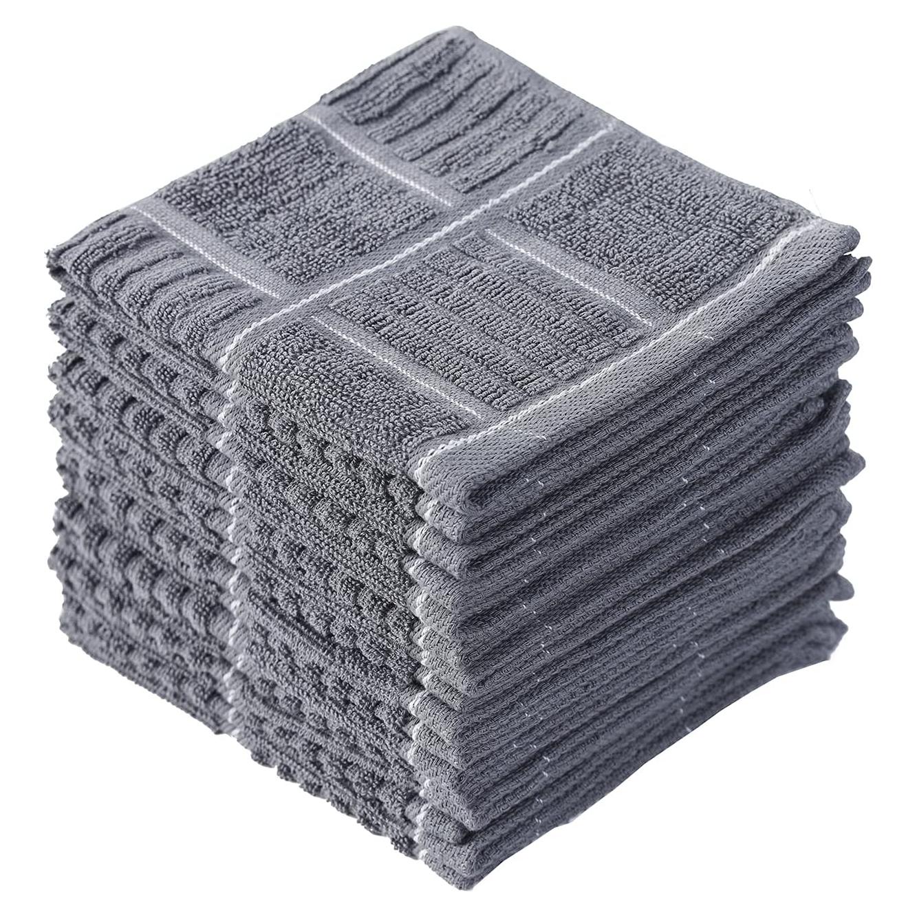 Paños de Cocina Glynniss 100% Algodón 8 Piezas Gris 30x30 cm