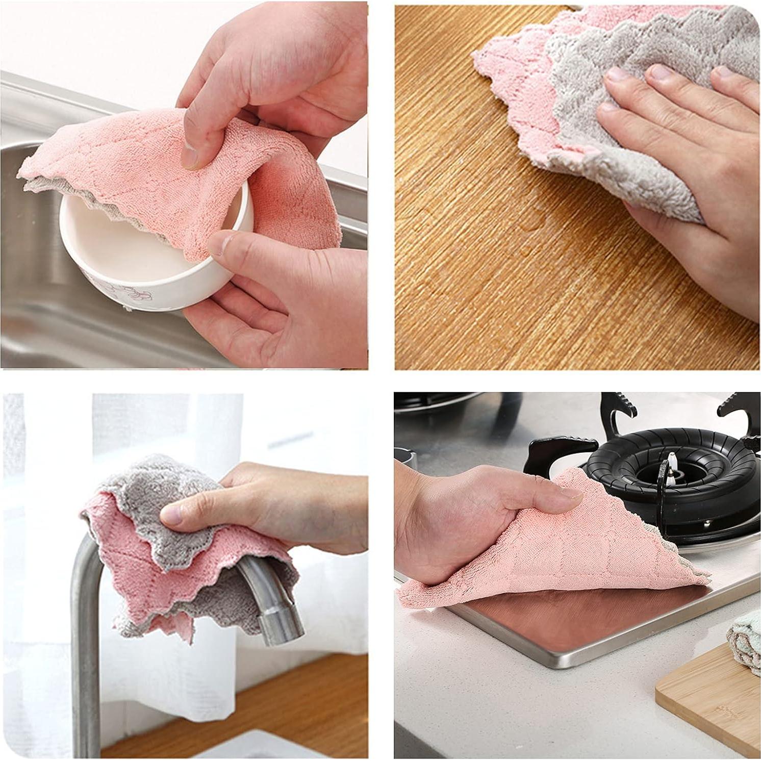 Paquete de 10 Paños de Cocina SAOYOAS Microfibra Rosa
