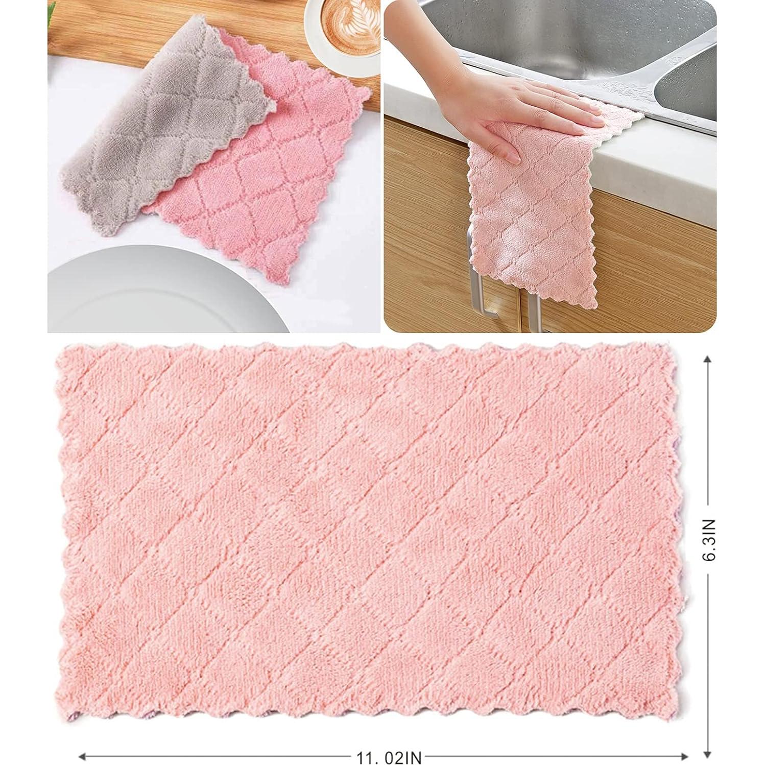 Paquete de 10 Paños de Cocina SAOYOAS Microfibra Rosa