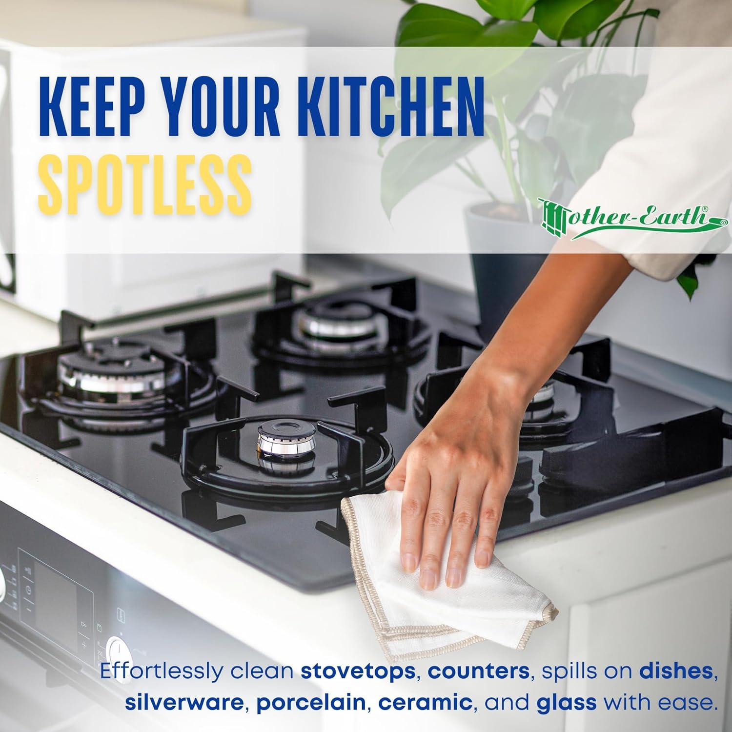 Paños de Cocina Mother-Earth, 12 Unidades Algodón Ultra Absorbente