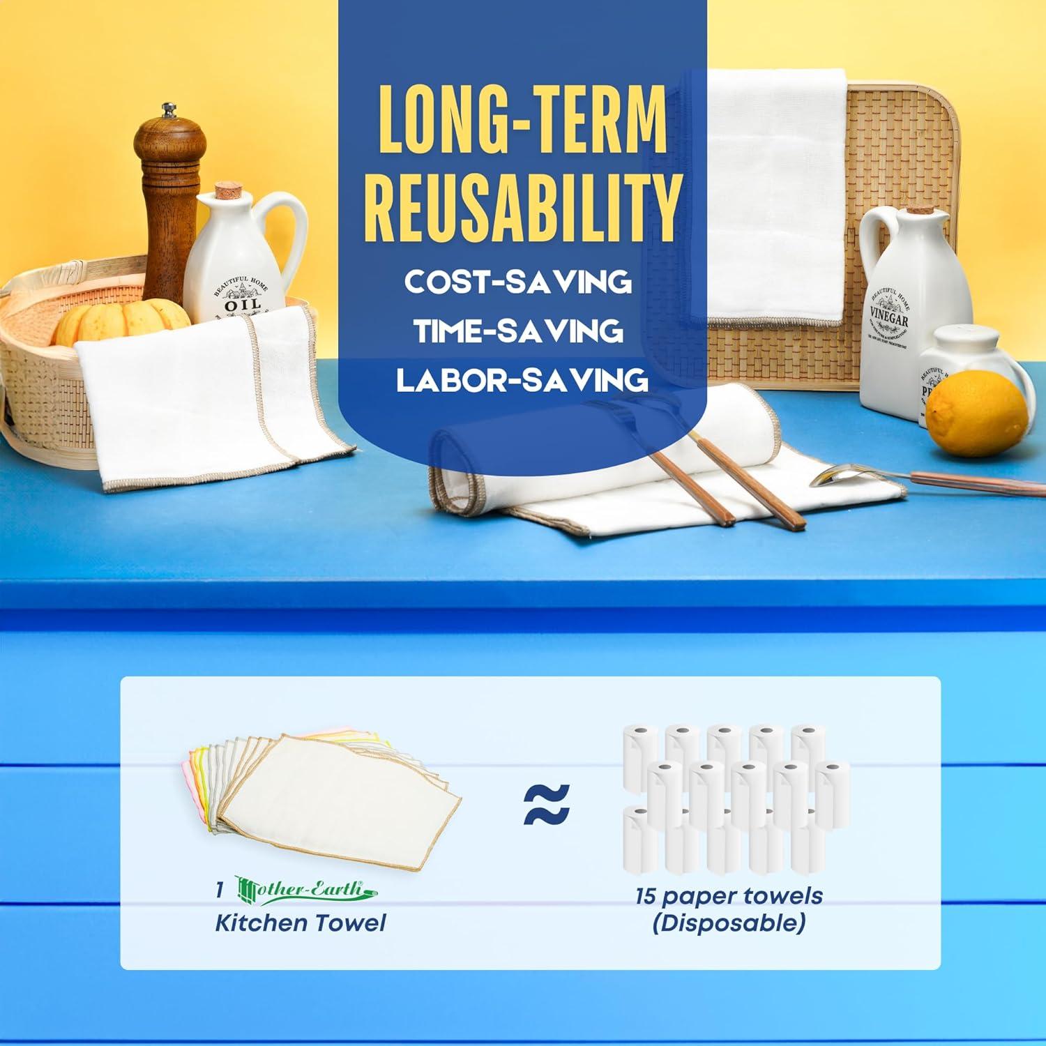 Paños de Cocina Mother-Earth, 12 Unidades Algodón Ultra Absorbente