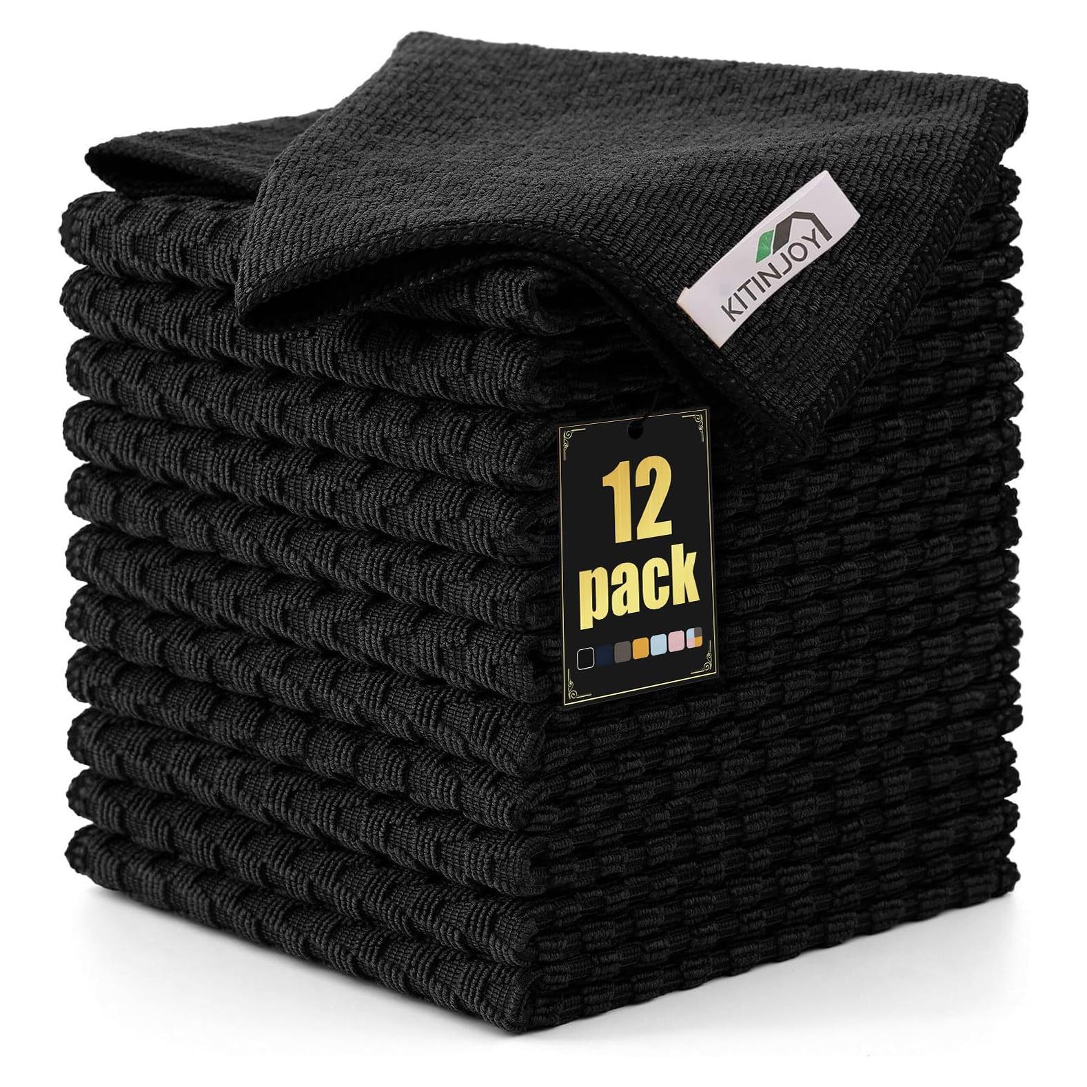 Kitinjoy Paño de Microfibra 12 Unidades 30x30 cm Negro