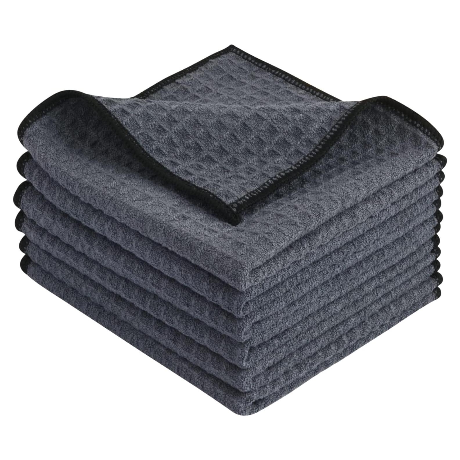 Paños de Cocina Microfibra KinHwa 12x12 cm 6 Piezas Gris