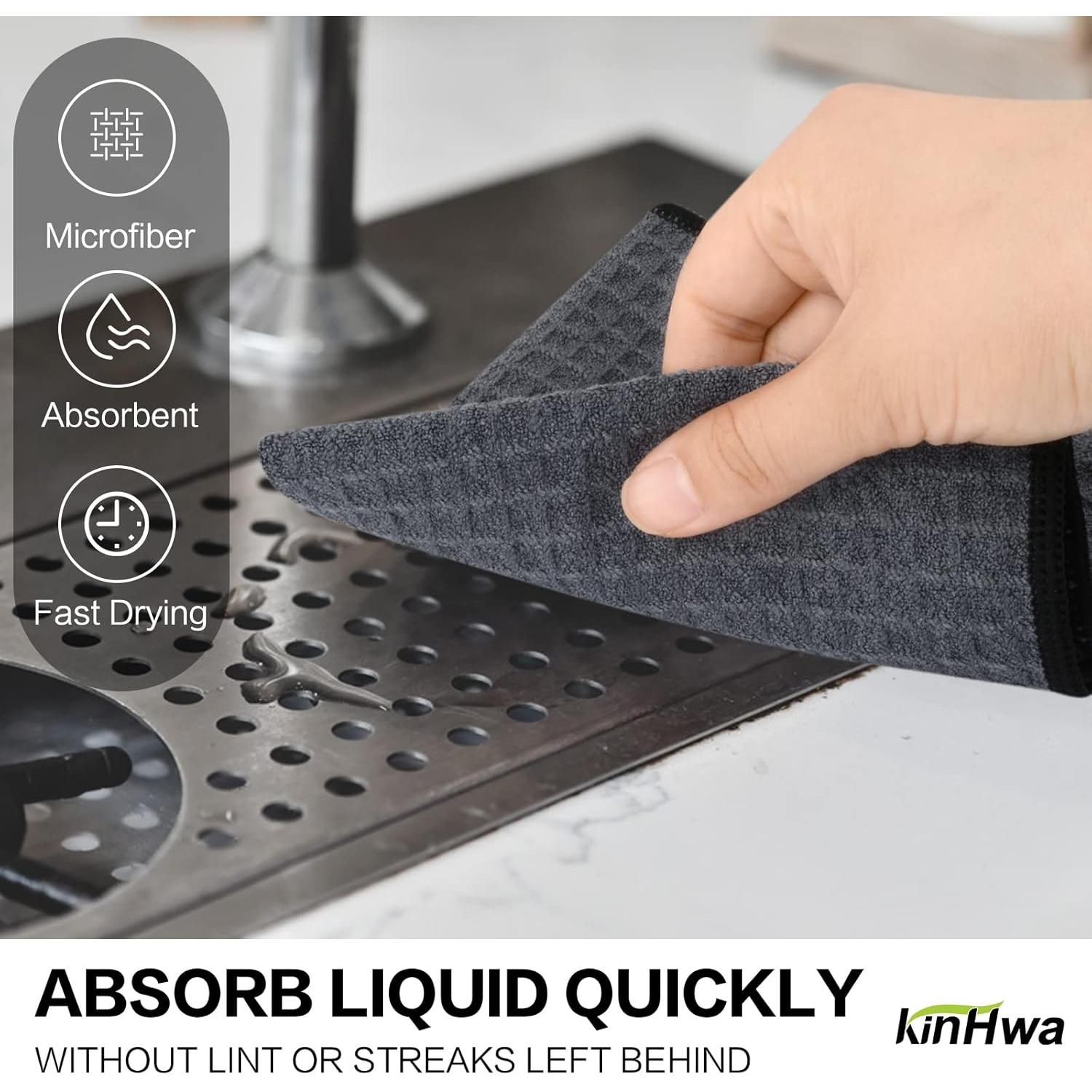 Paños de Cocina Microfibra KinHwa 12x12 cm 6 Piezas Gris