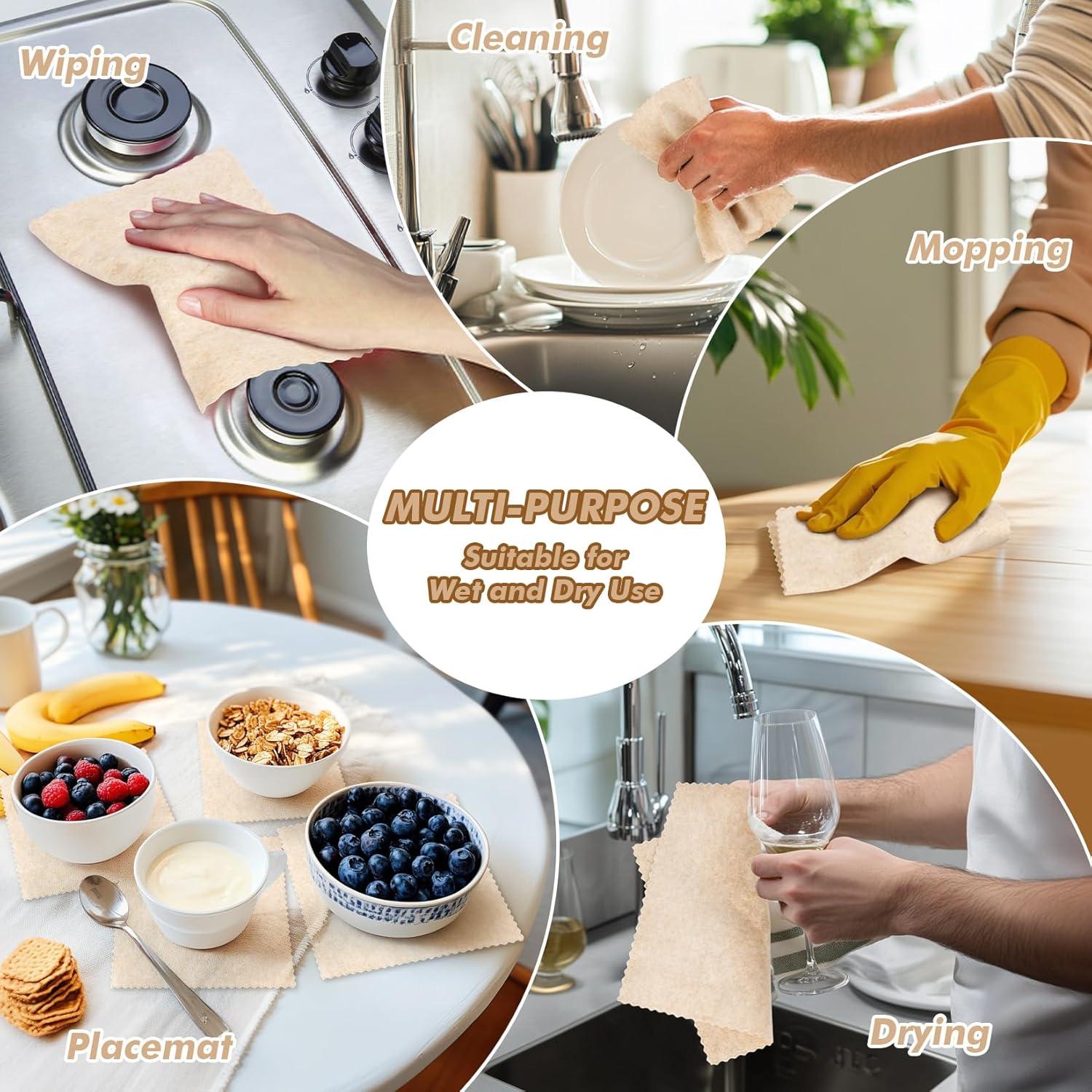 Scrub Cloth - 5 Pack Reusable Loofah Dish Towels, Highly Absorbent Lint Free Scratch Free Dish Rags, Washable Cleaning Towels for Home, Garage, Shop, Car, Refrigerator, Window, Table, Cabinet, Door