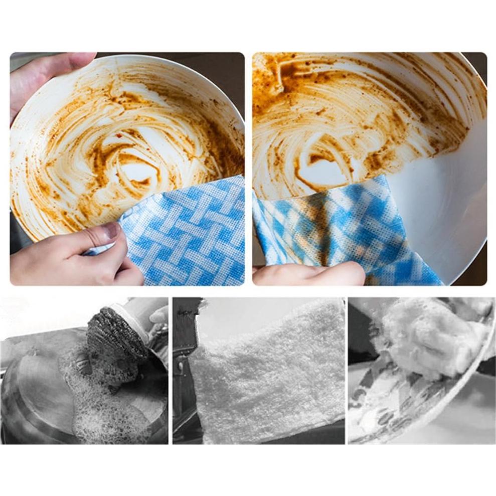 Toallas de Limpieza Reutilizables JEBBLAS 50 Hojas Azul Verde