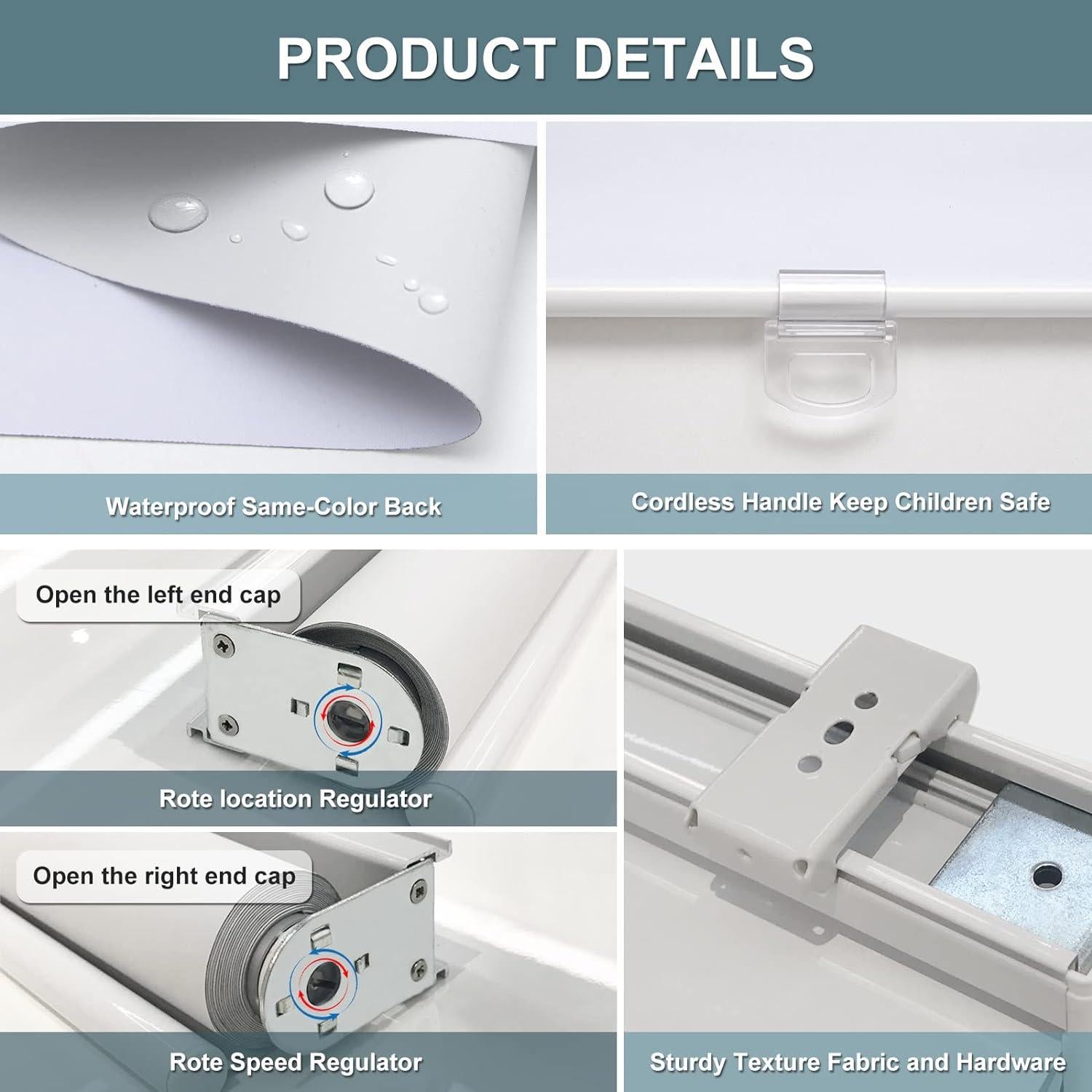 Persianas enrollables AOSKY 58x182 cm opacas blancas