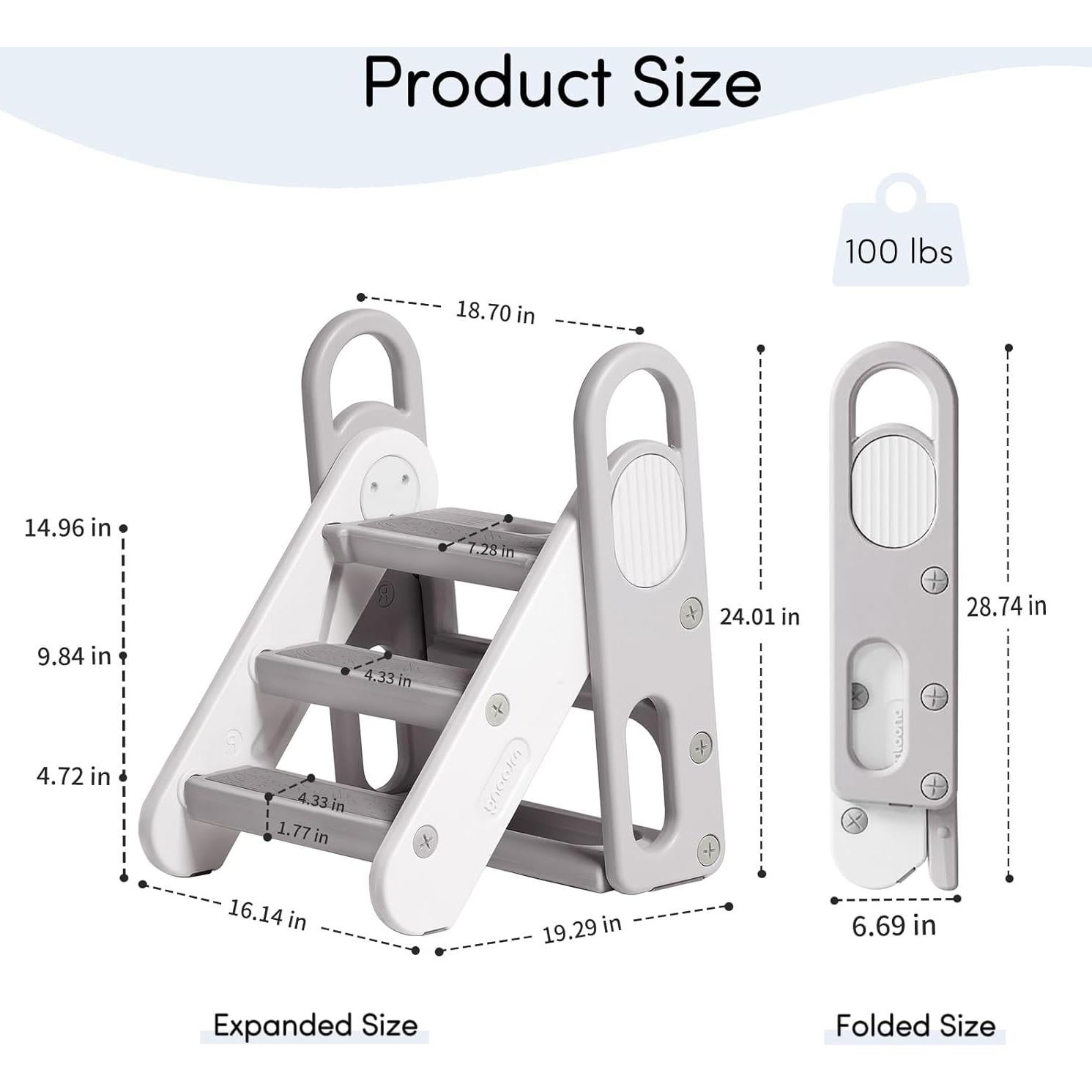 Escalera Plegable Mloong para Niños 3 Escalones Antideslizante
