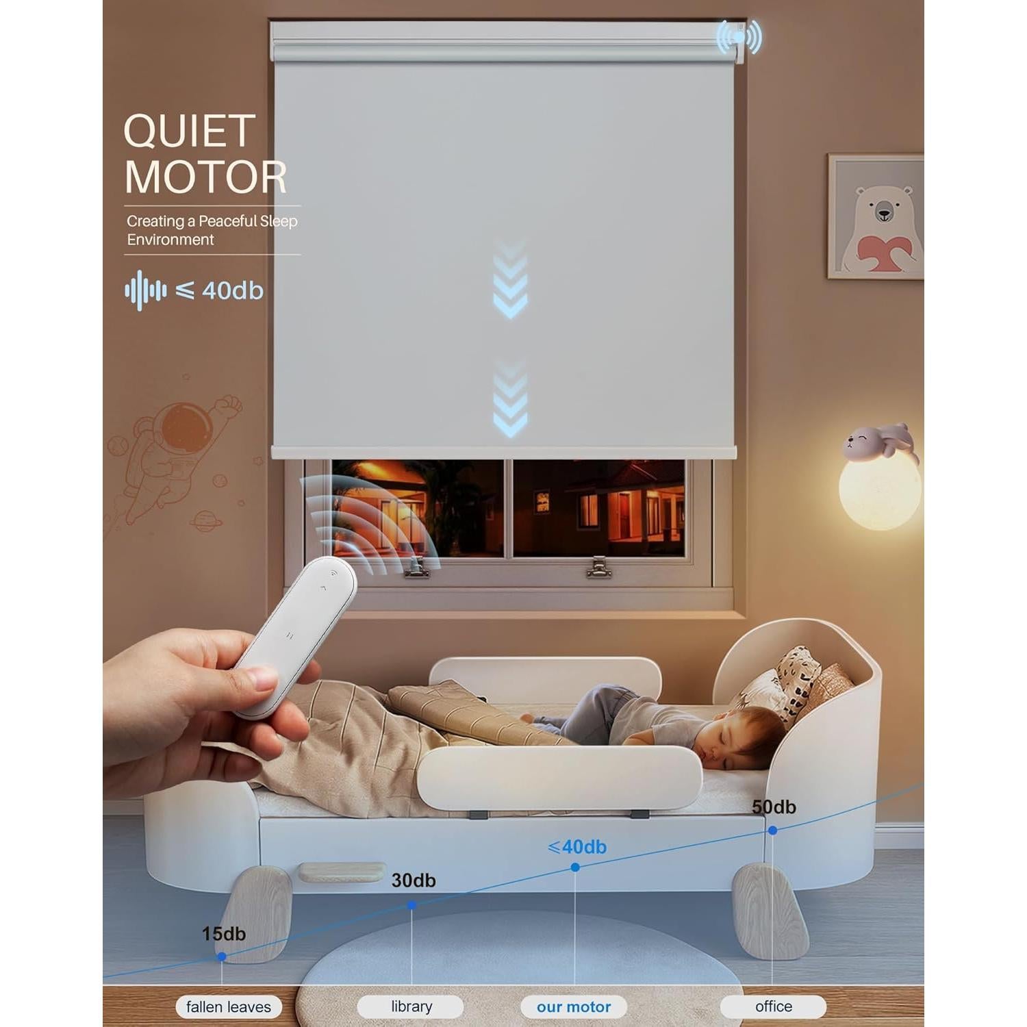 Persianas enrollables motorizadas JaeJaes 89x183 cm blancas