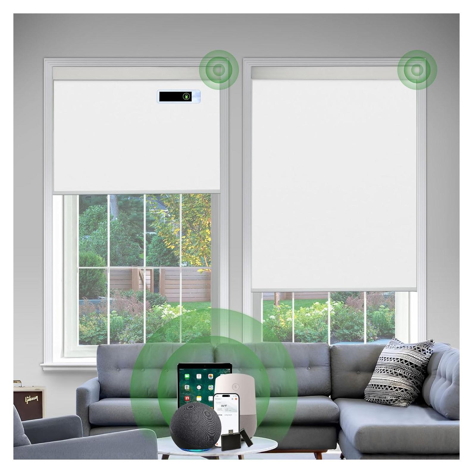 Persianas motorizadas DONGFXK 34.25x72 cm blancas