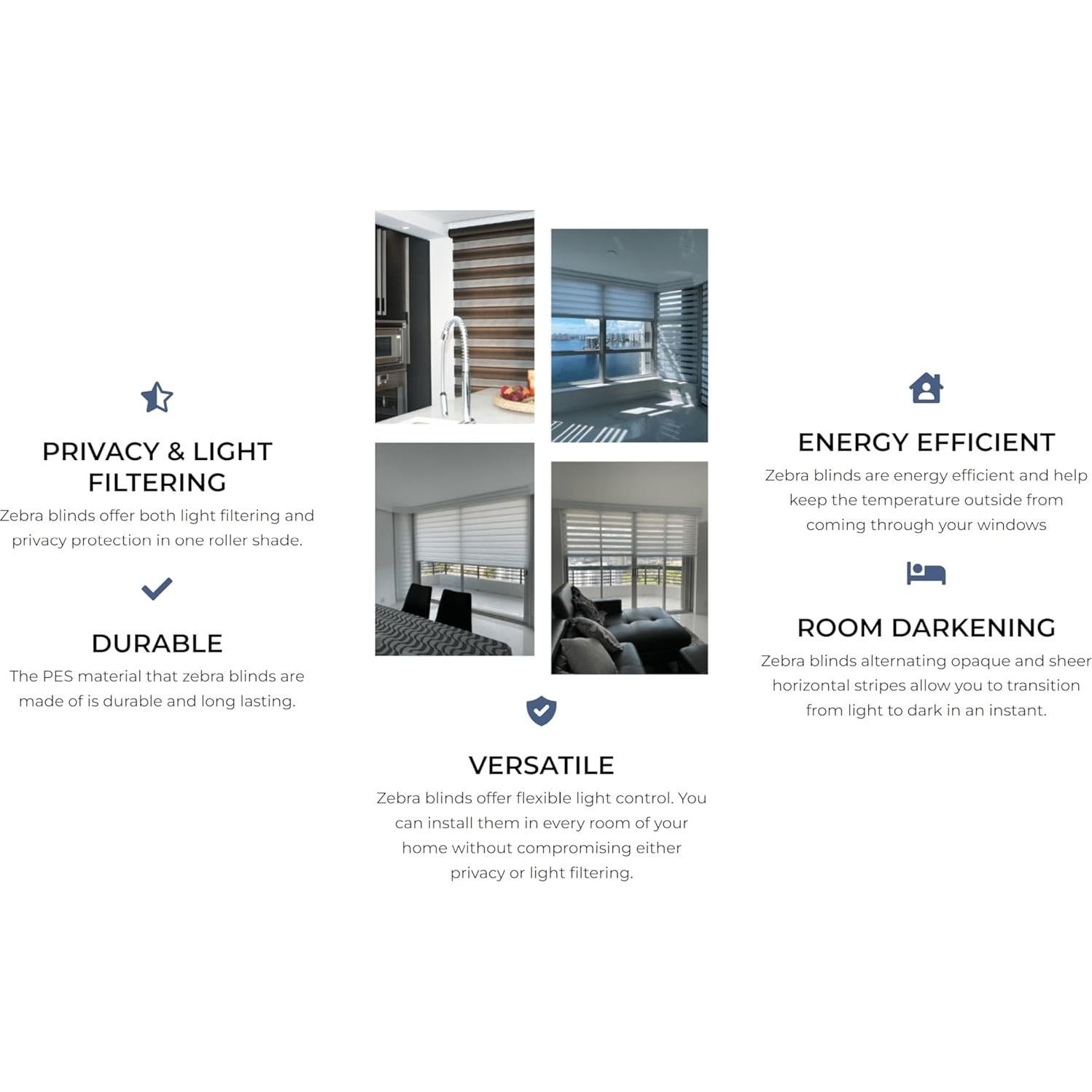 Persianas Zebra Sin Cuerda ShadesU 35x72 cm Color Blanco