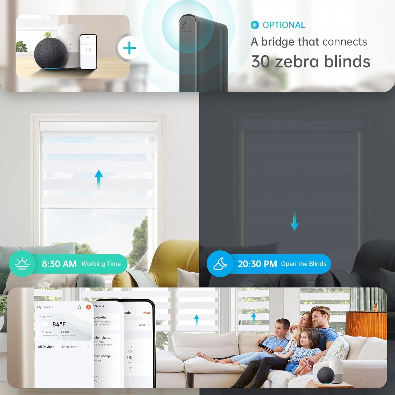 Persianas Zebra Motorizadas DENFOON 61x183cm Solar Control Remoto