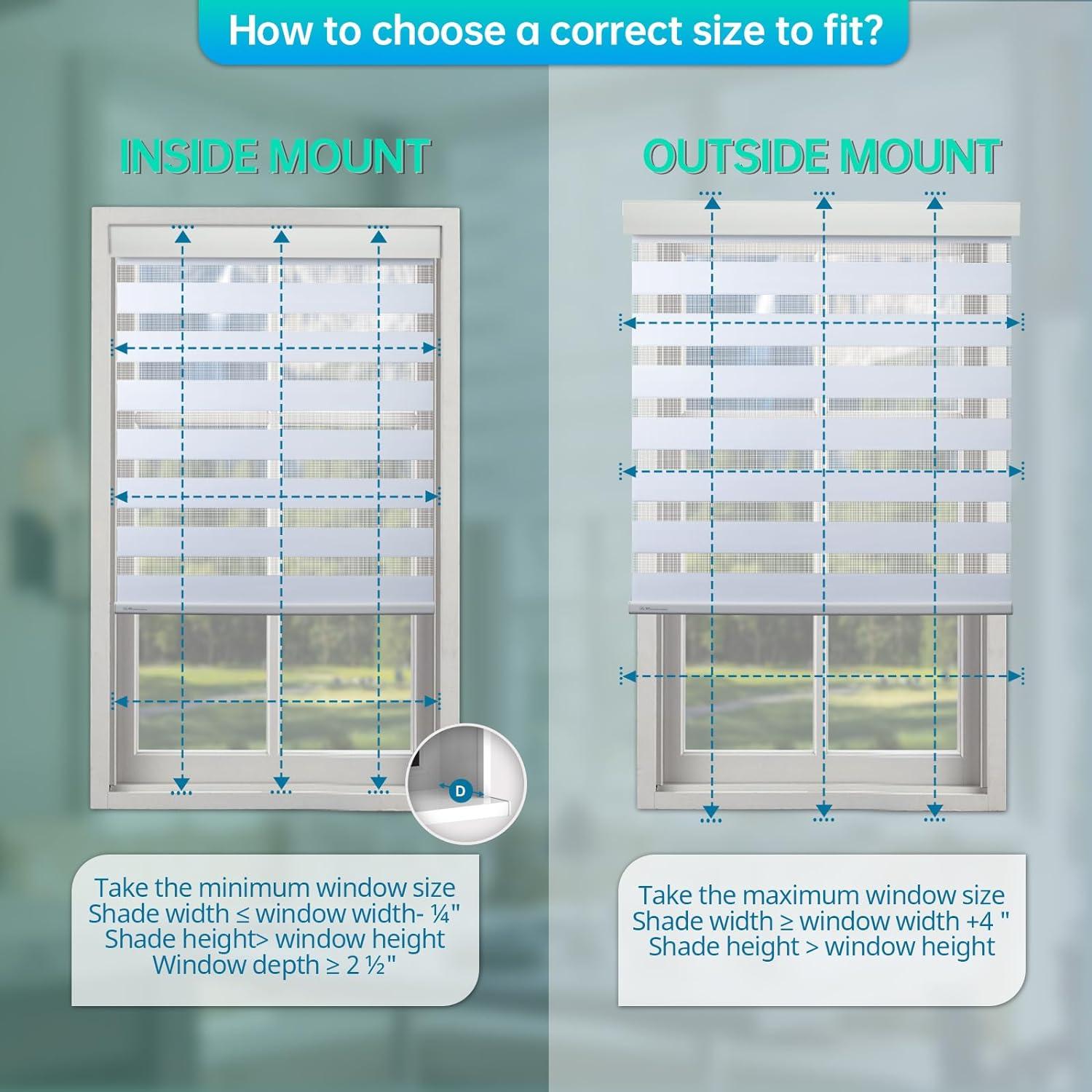 Persianas Zebra Motorizadas DENFOON 61x183cm Solar Control Remoto