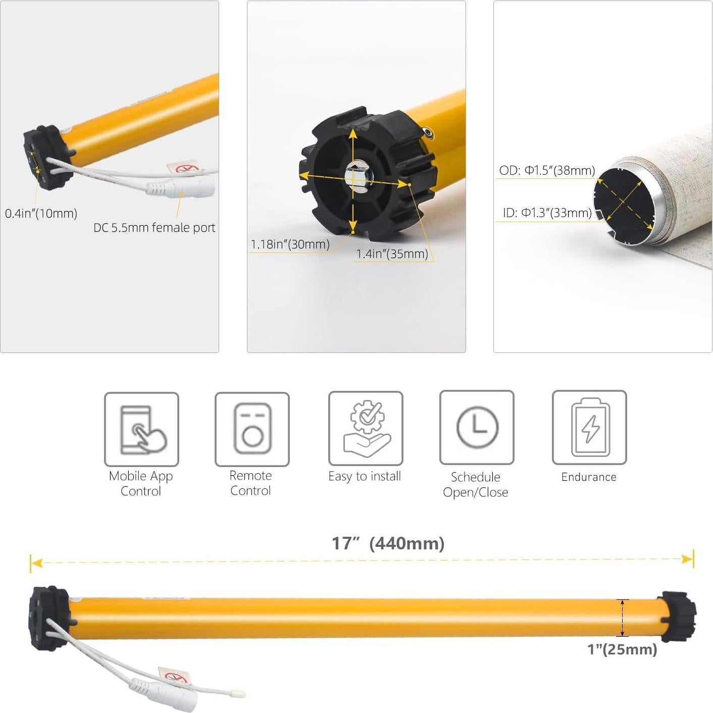 Motor de Persianas Recargable AOK AM25 con Control Remoto