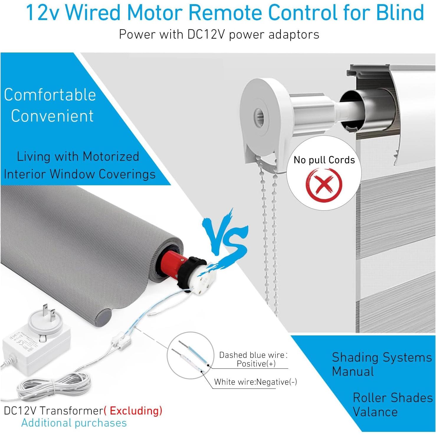 Motor de Sombra Rollerhouse 12V para Cortinas 38mm
