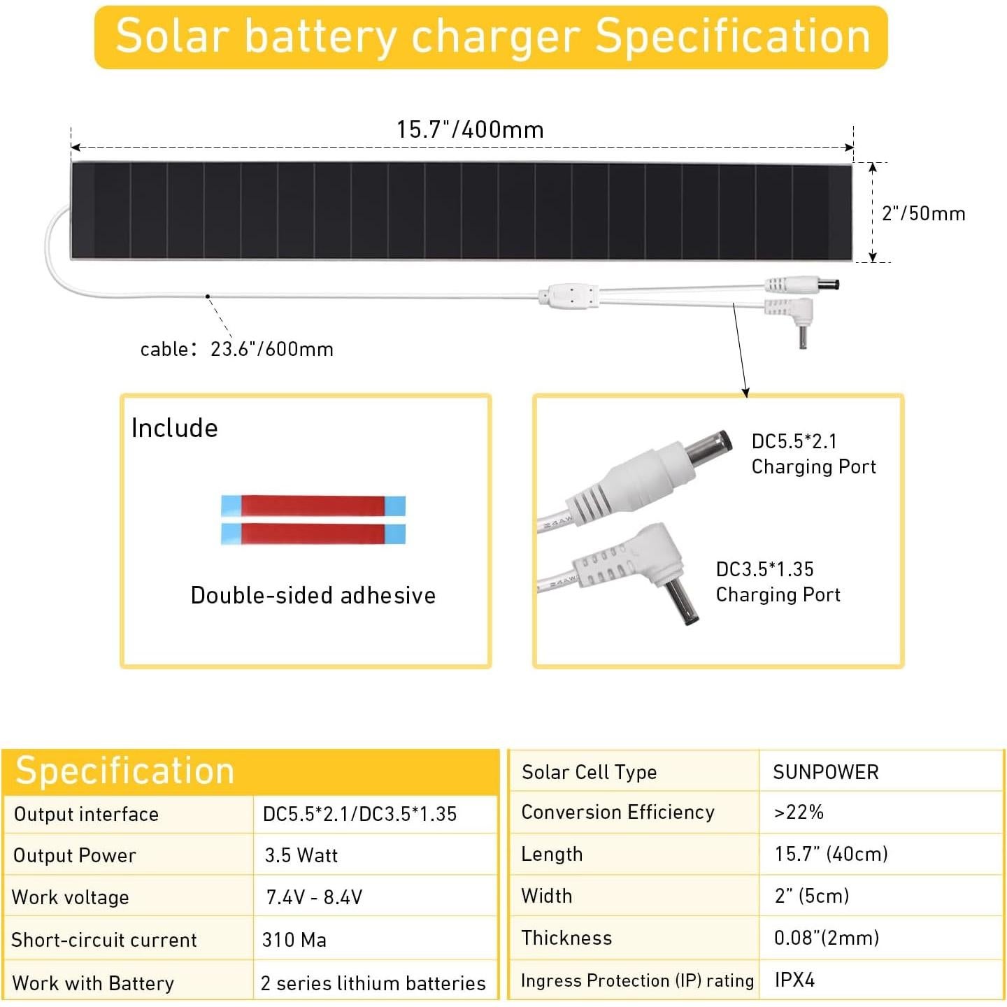 Panel Solar Delgado Sortfle 8.4V para Persianas Motorizadas