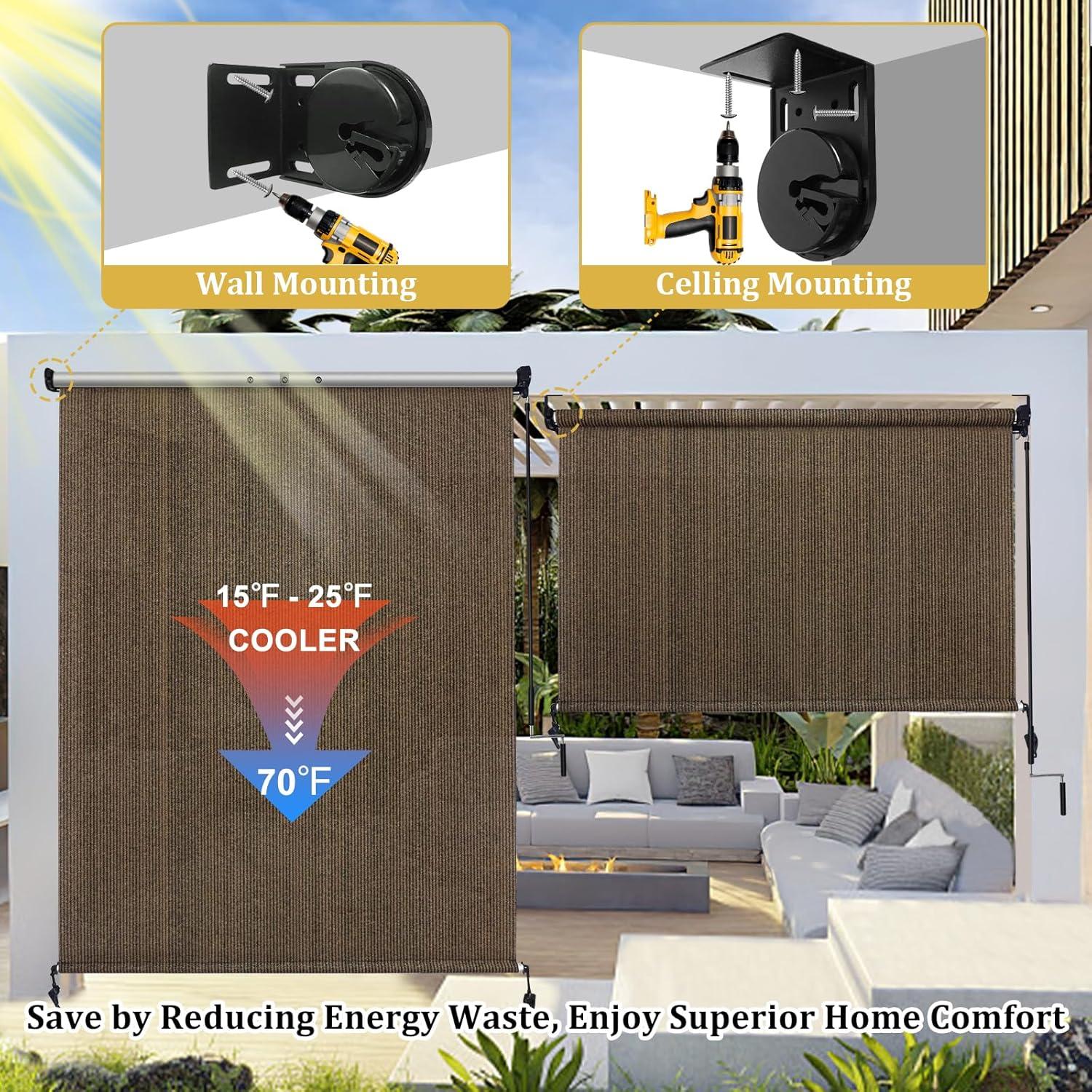 Sombras de Exterior Shade&Beyond 243x243 cm Mocha Sin Cuerda