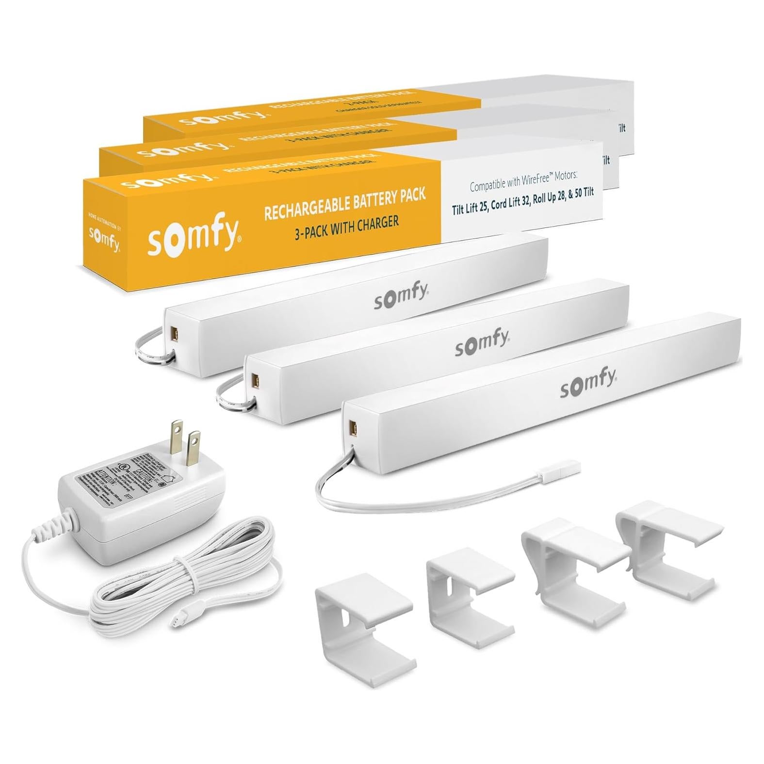 Paquete de 3 Baterías Recargables Somfy 12V con Cargador