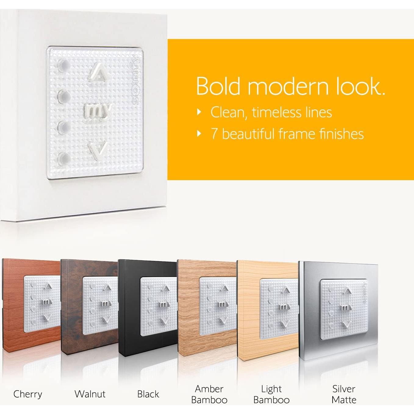 Somfy Smoove 4 RTS Pure - 4-Channel Wall Mount Control for Motorized Shades, Curtains, Blinds - Easy Install, No Electrician Needed - #1811748