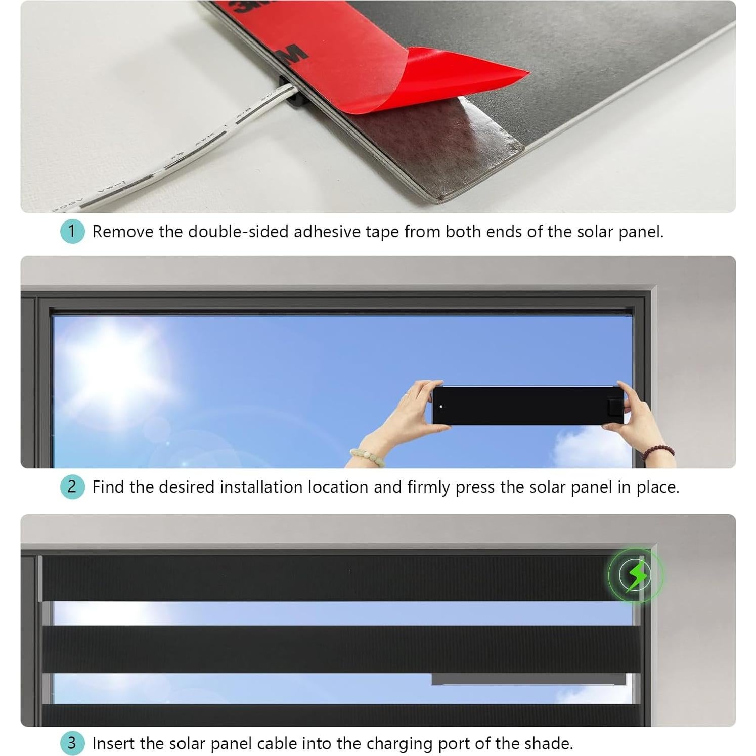 Panel Solar MING CHEN para Persianas Motorizadas USB-C 4.4W