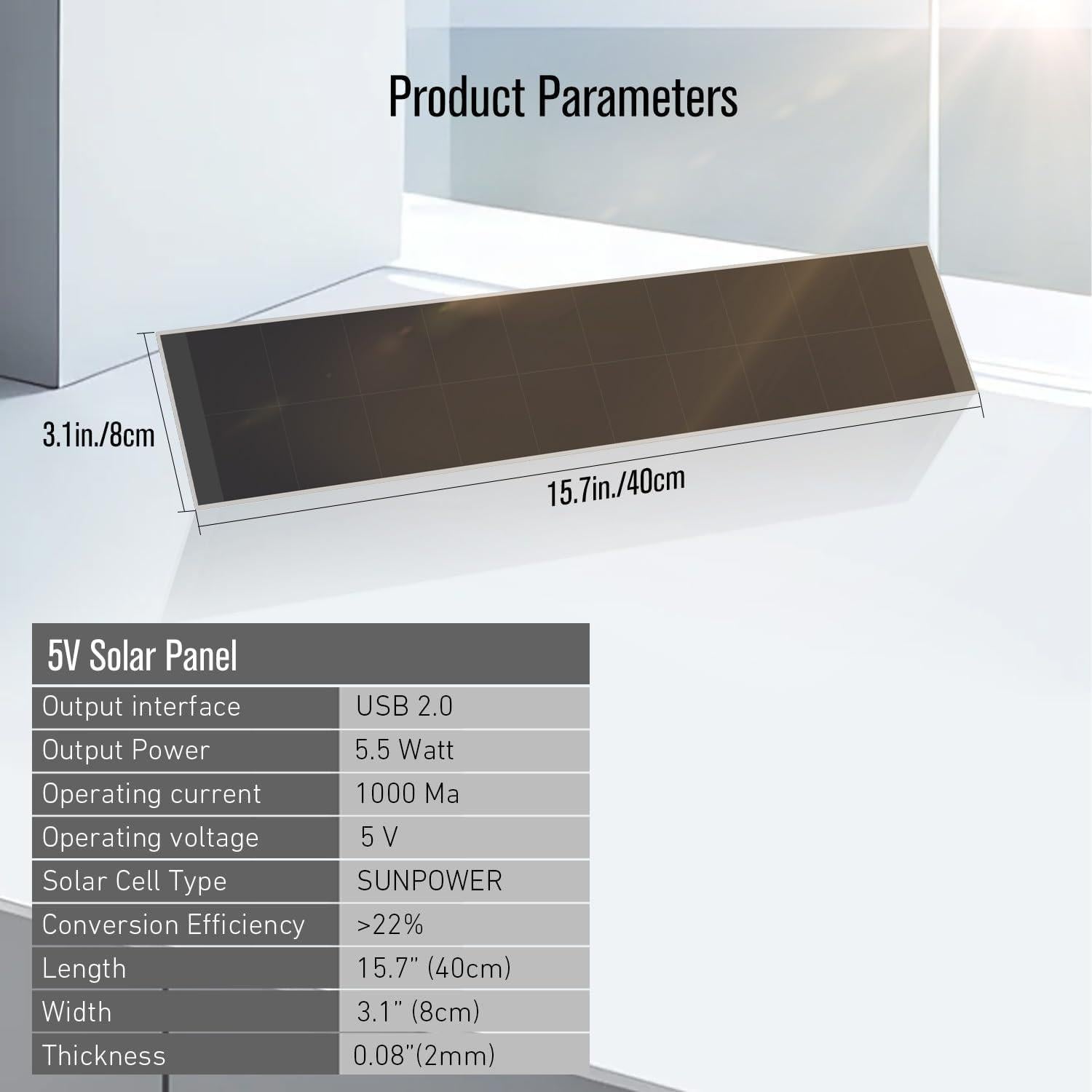 Cargador Solar HUIYEETEX 5W para Persianas Motorizadas USB