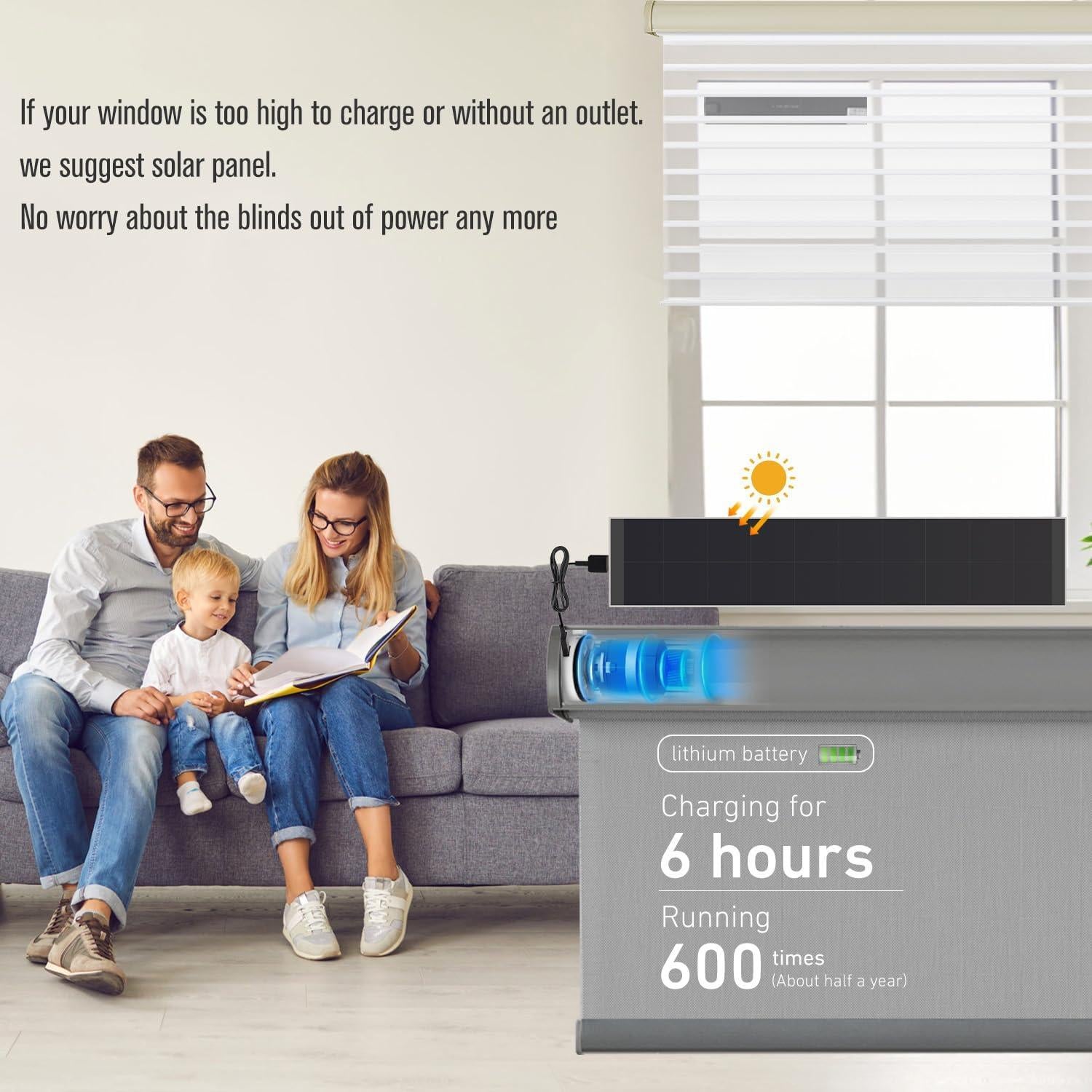 Cargador Solar HUIYEETEX 5W para Persianas Motorizadas USB