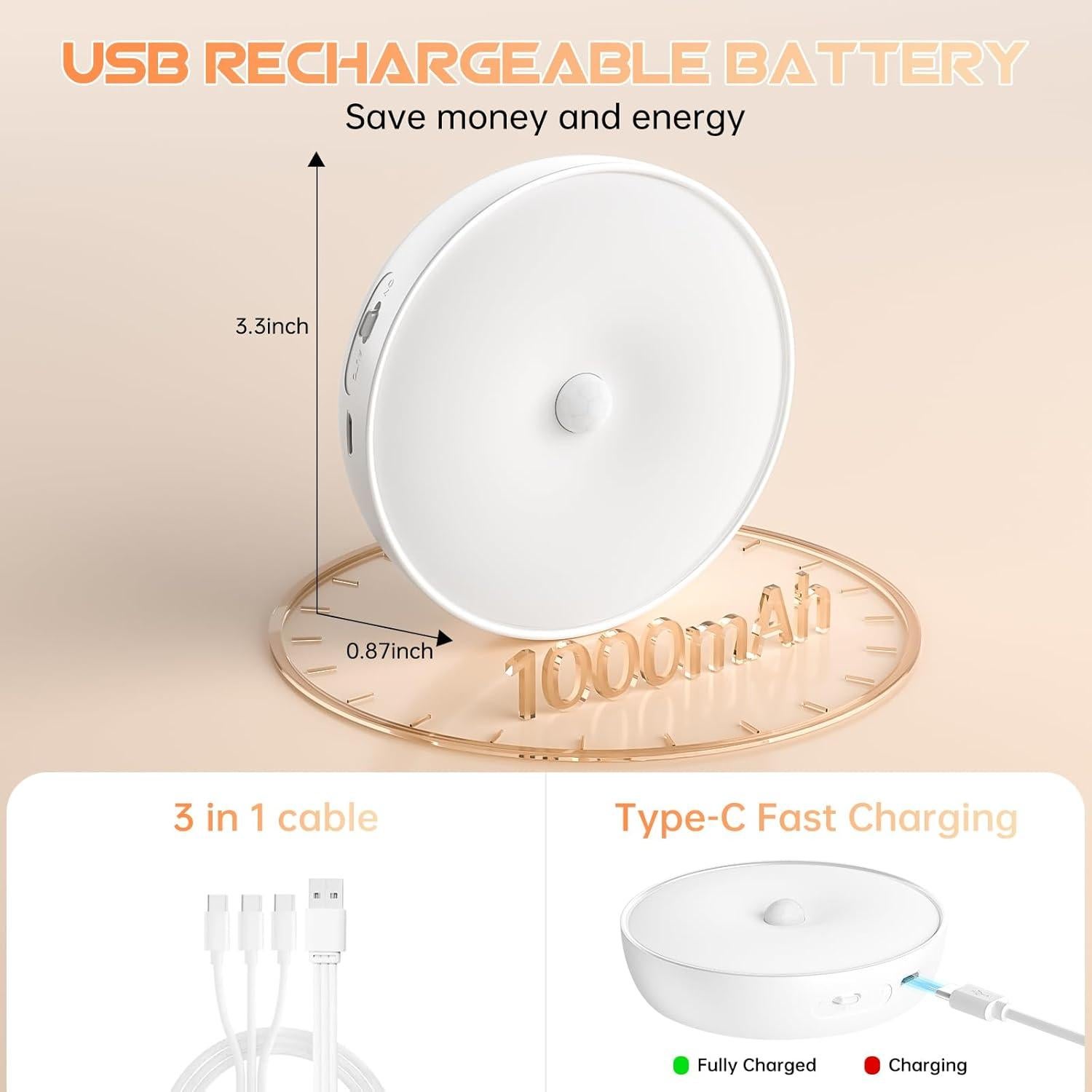 Luces LED Puck Lightbiz con Sensor y Control Remoto 6 Pzas