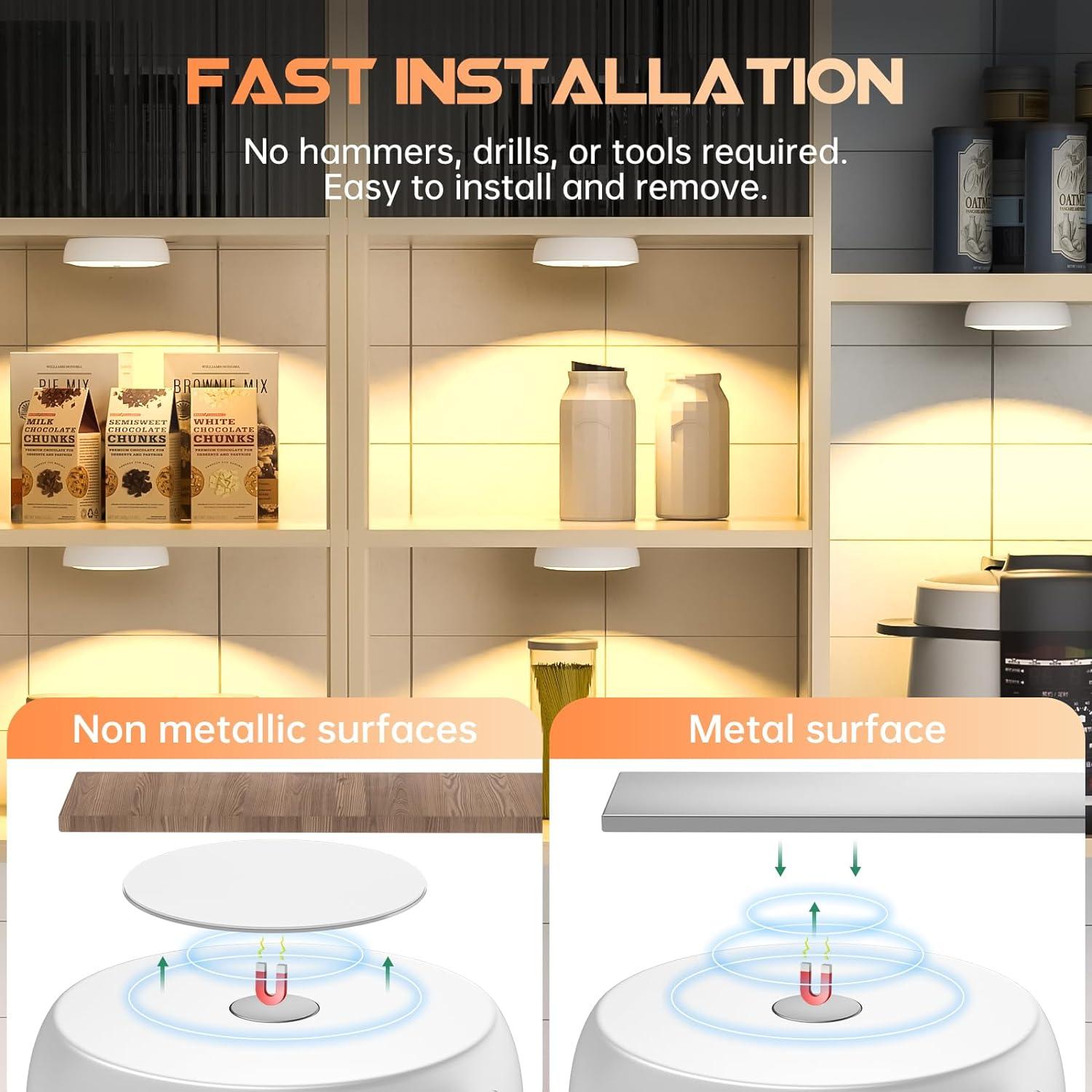 Luces LED Puck Lightbiz con Sensor y Control Remoto 6 Pzas