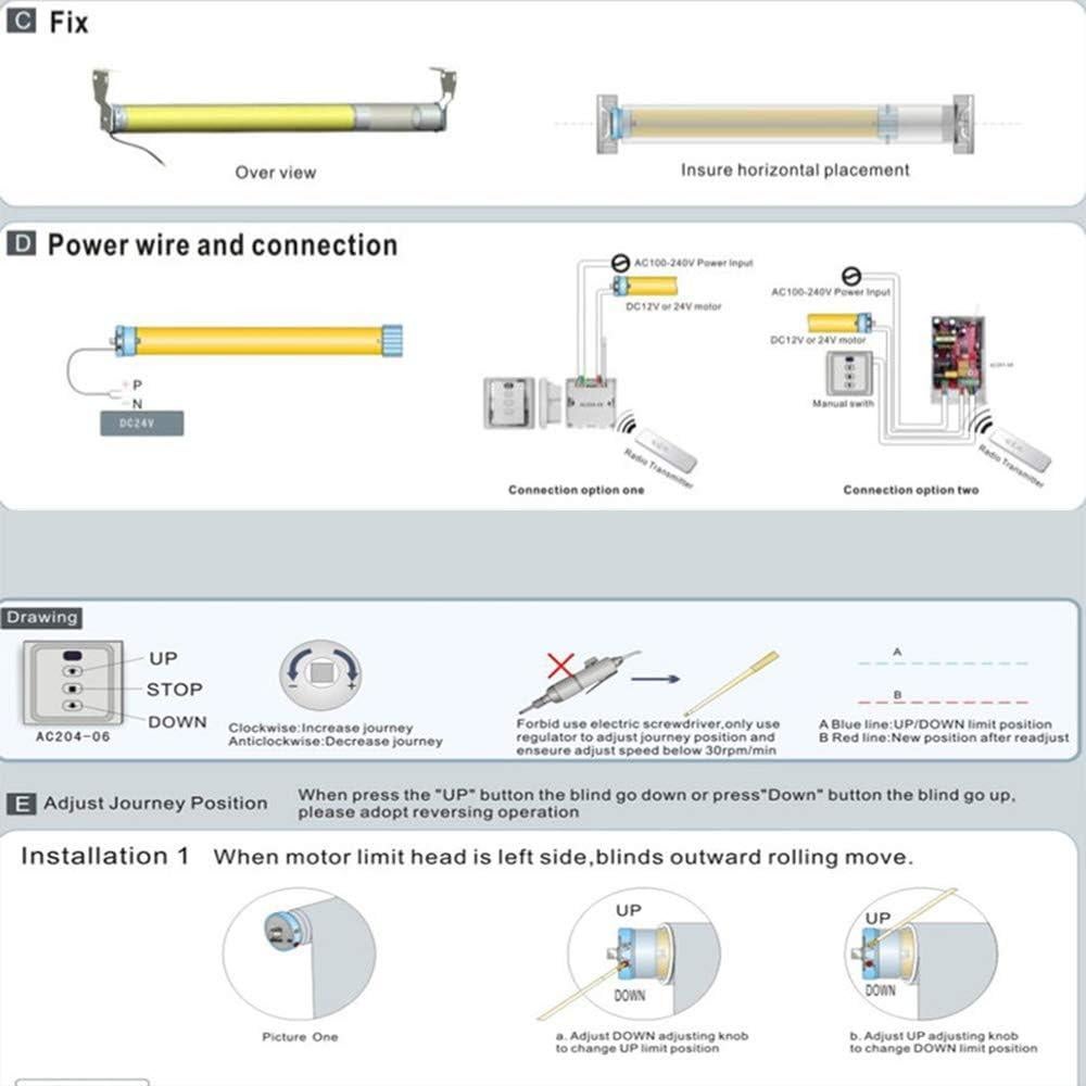 Motor tubular Sortfle AM25 DC 12V para persianas enrollables