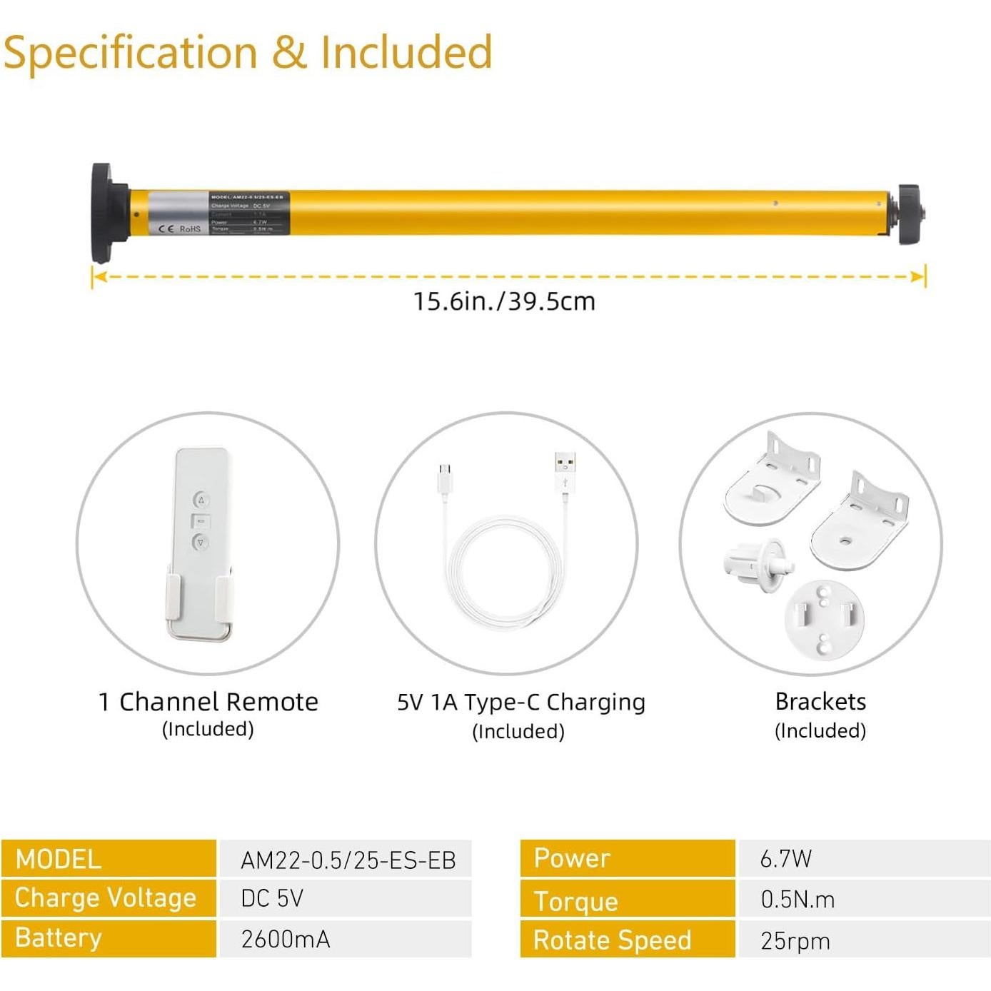 Motor de Persianas Sortfle Bluetooth 1.25" Control Remoto