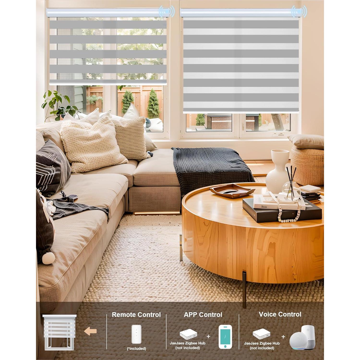 Persianas Zebra Motorizadas JaeJaes 56x183 cm Gris