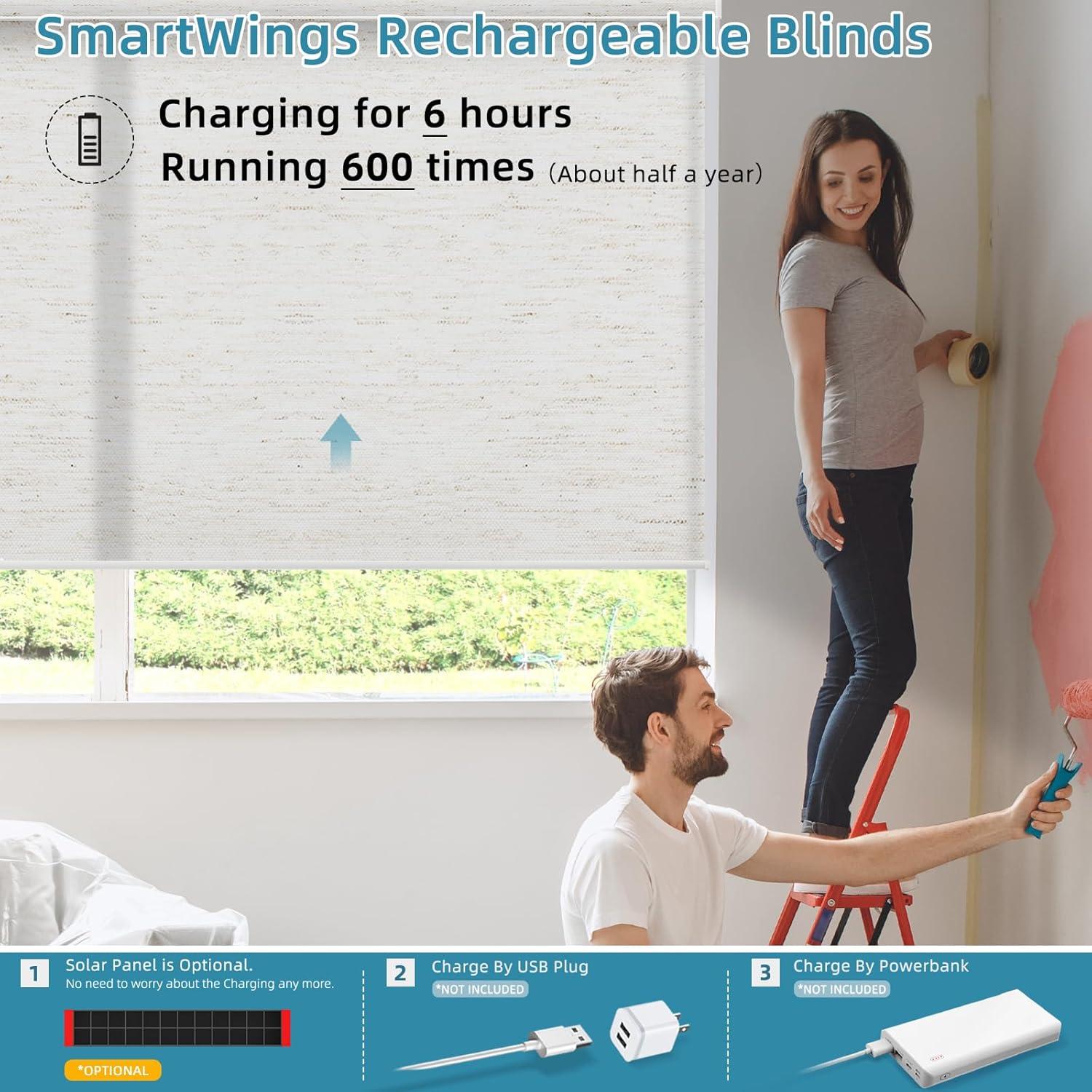 Persianas Motorizadas SmartWings 40.6x55.9cm Lino Blanco