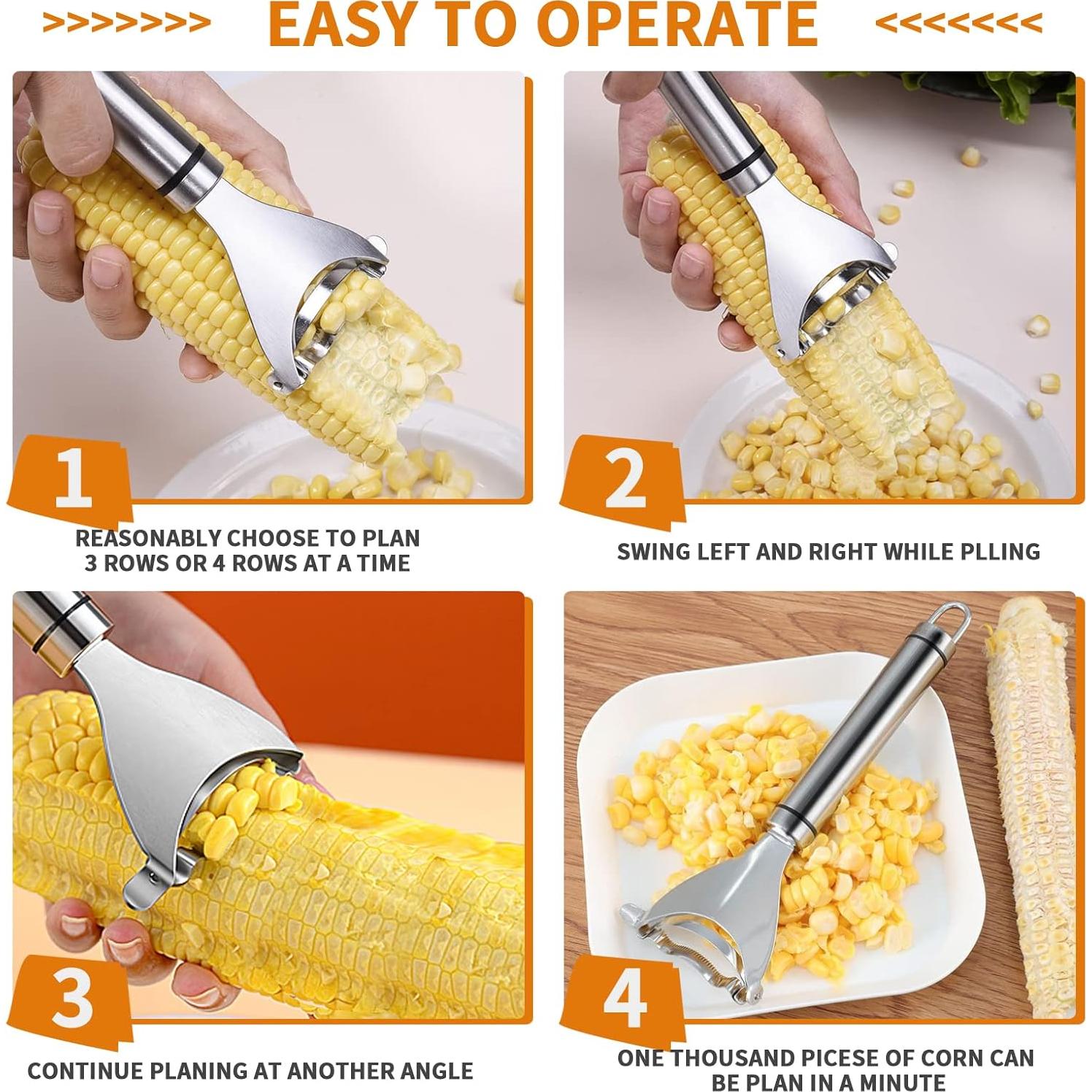 4 Peladores de Maíz BAEONY Acero Inoxidable Ergonómico